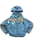Blue madness airbrush wide hoodie