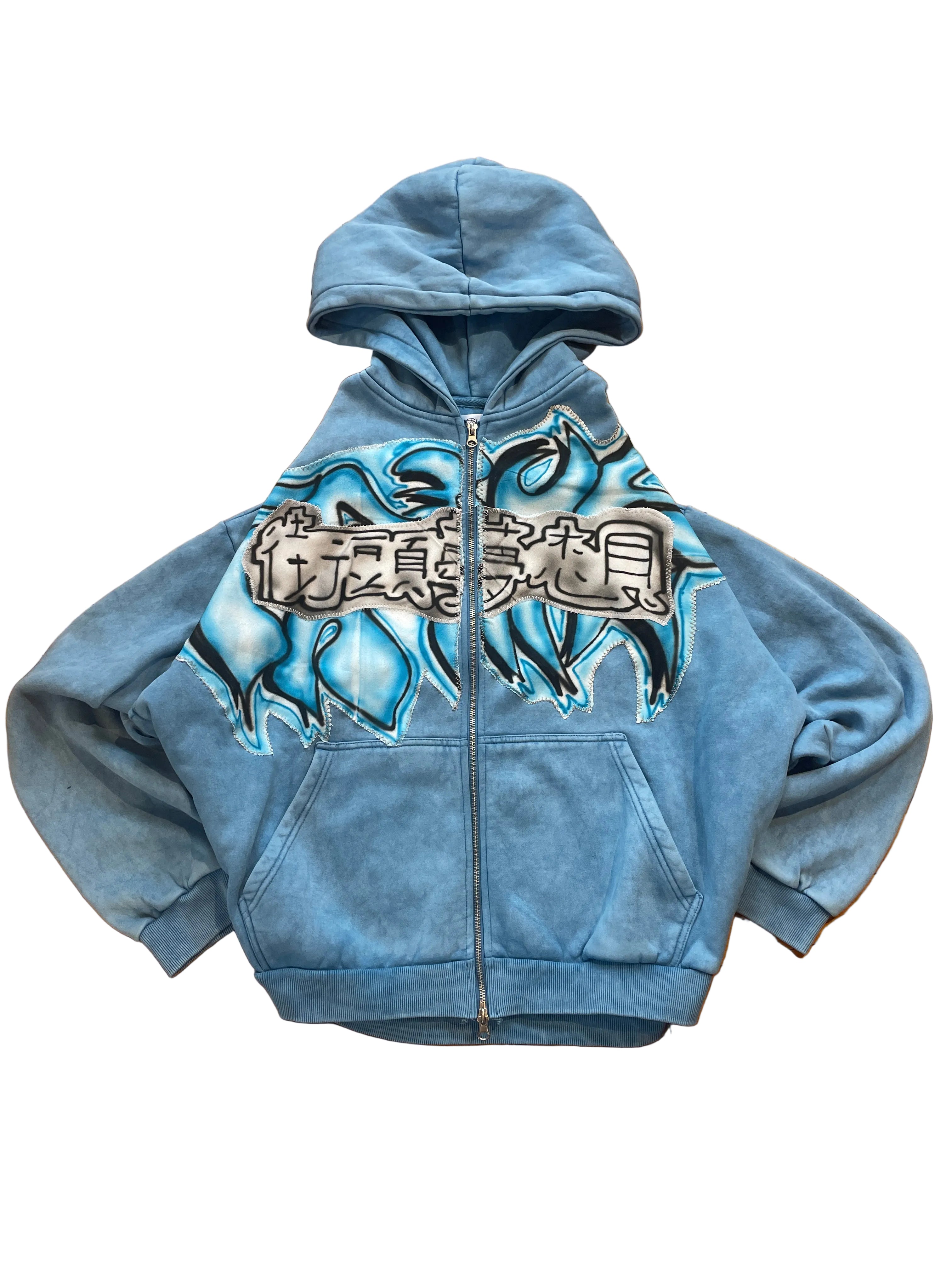 Blue madness airbrush wide hoodie