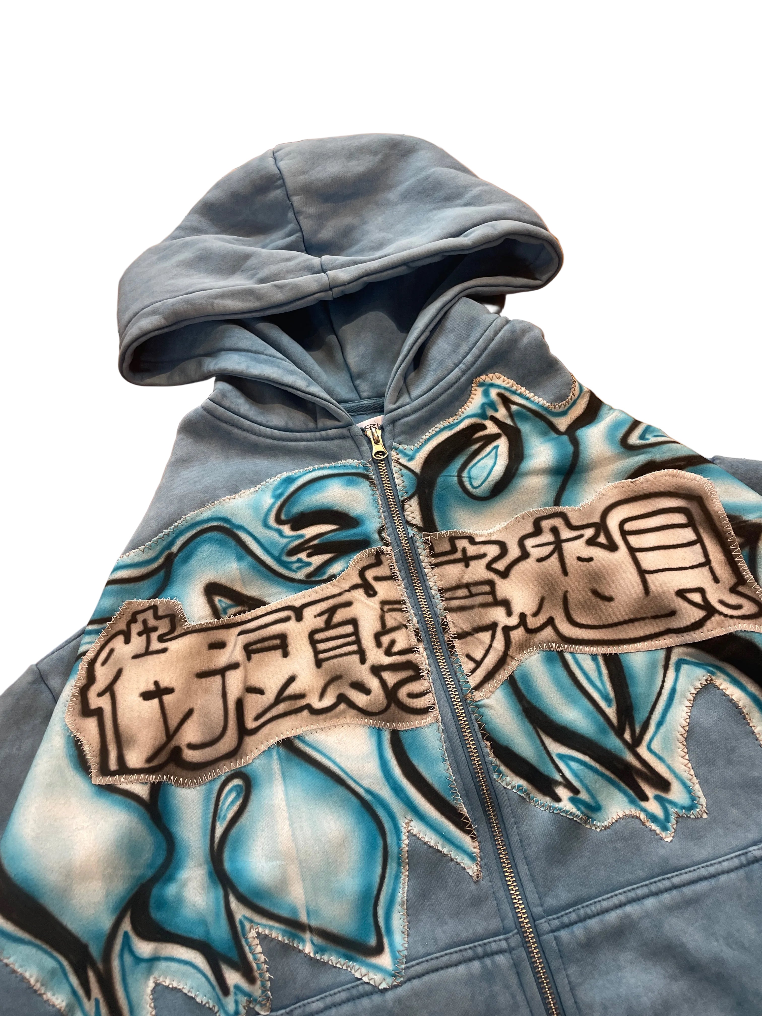 Blue madness airbrush wide hoodie