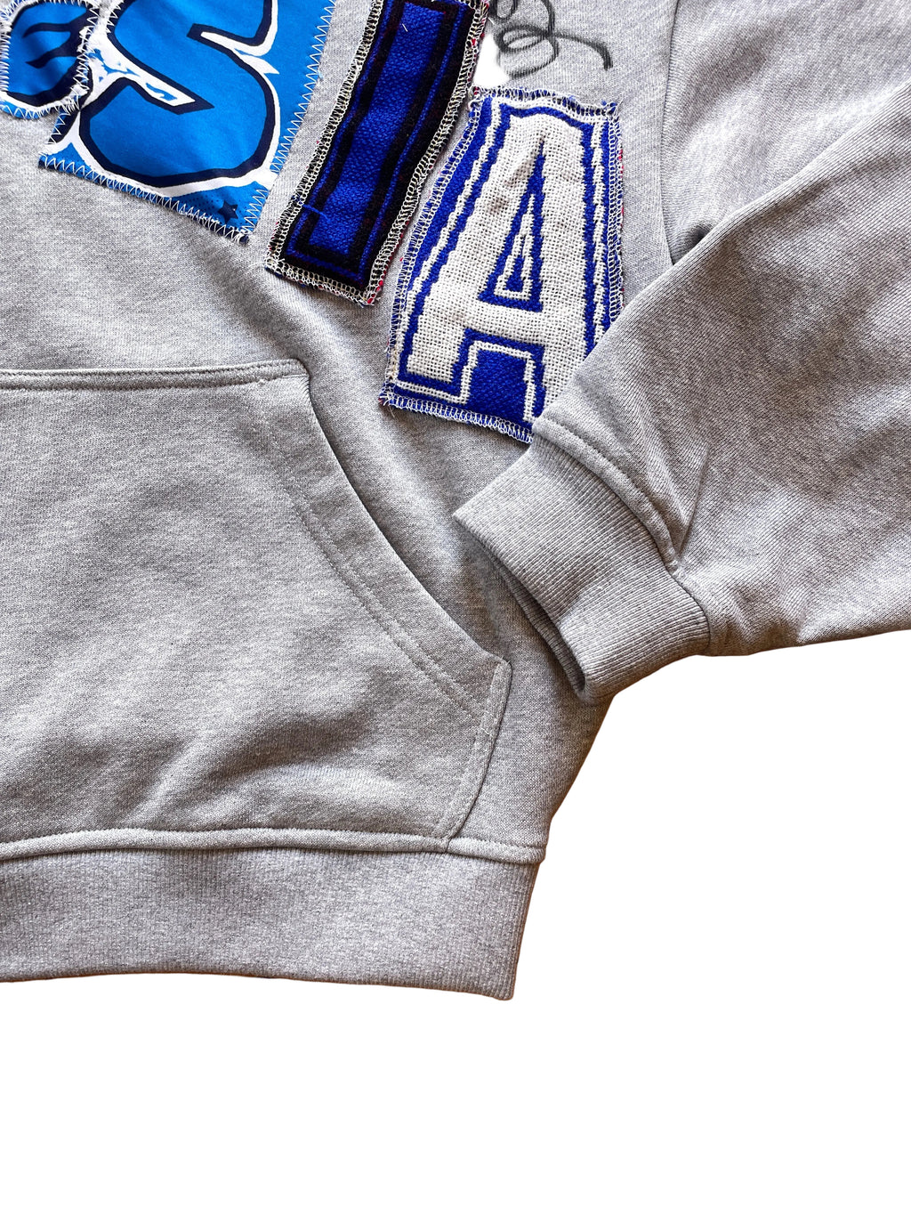Wide letters patch zip hoodie