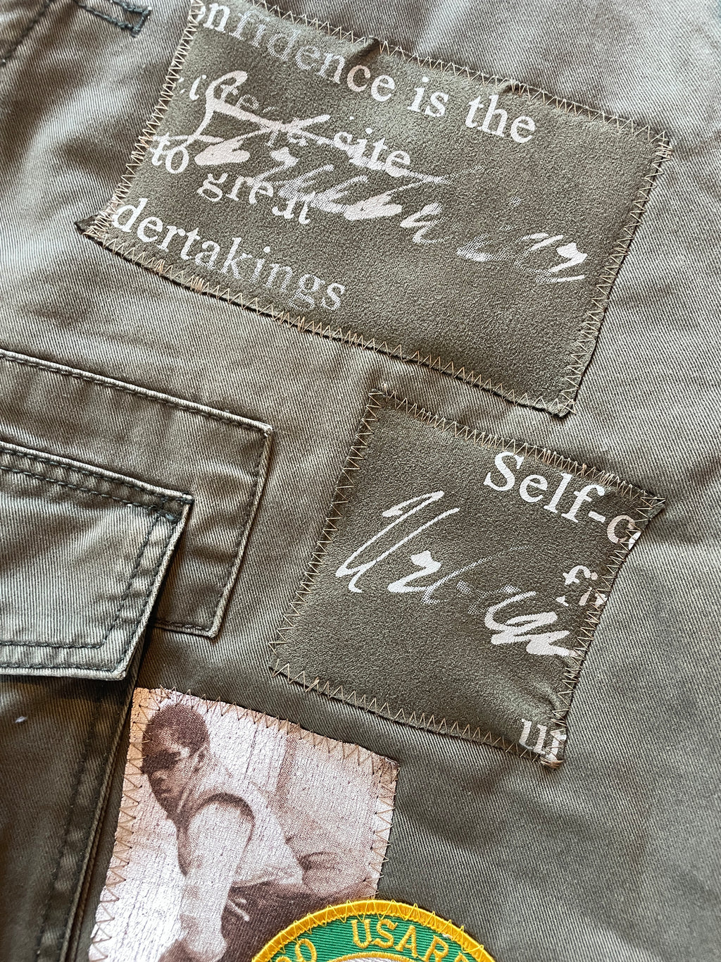 Military green cargo jorts