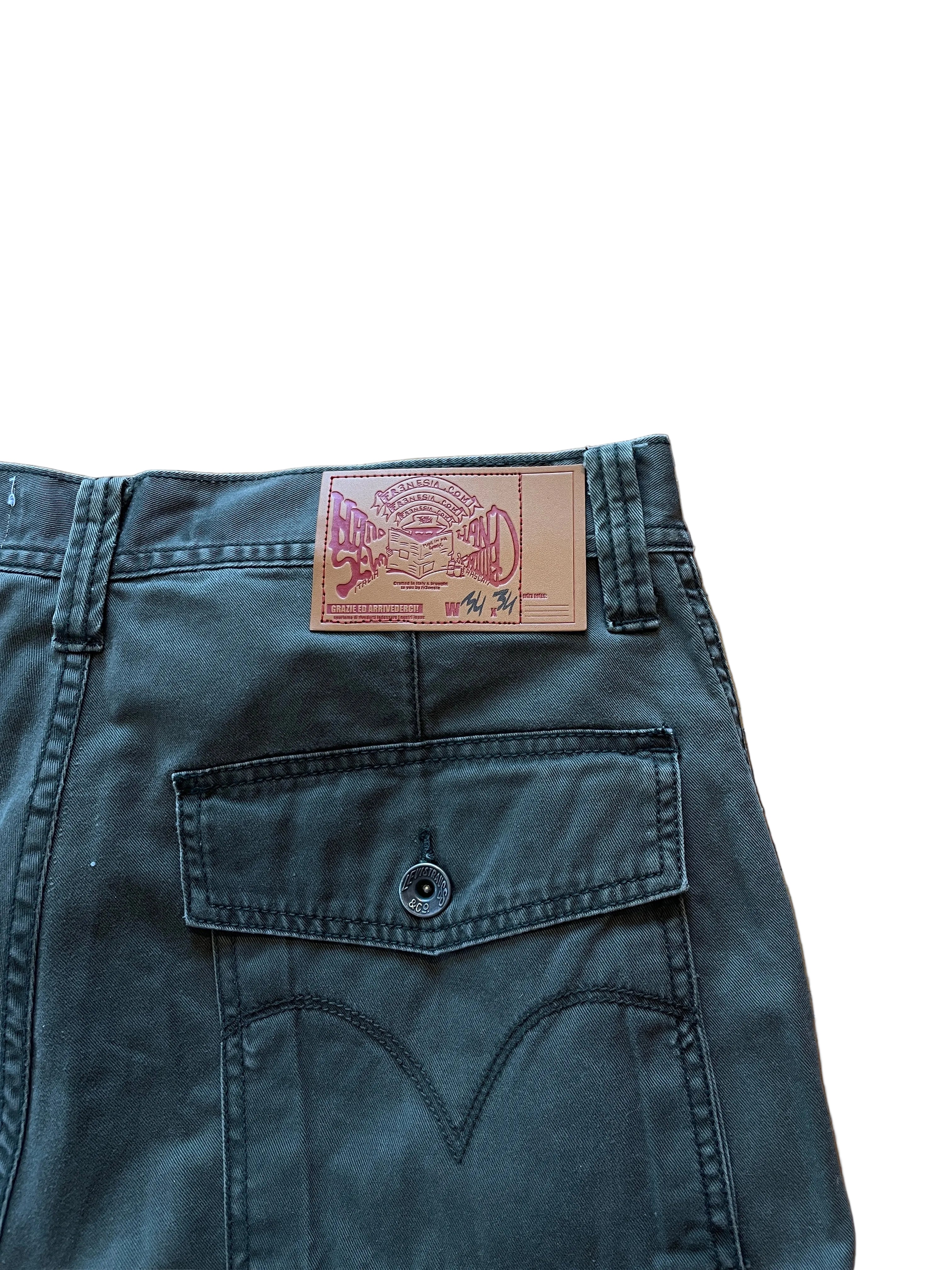 Military green cargo jorts
