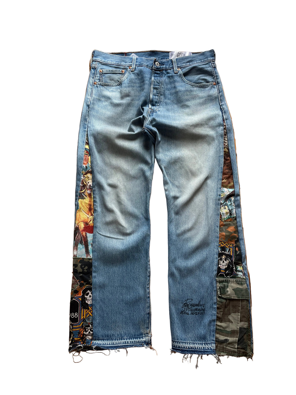 Sky camo flare jeans
