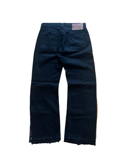Black gothic wolves flare jeans