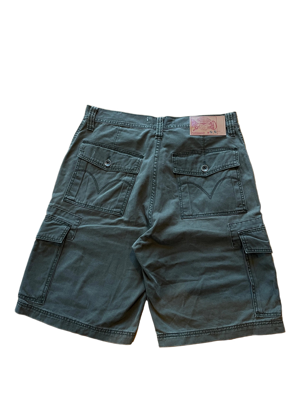 Military green cargo jorts