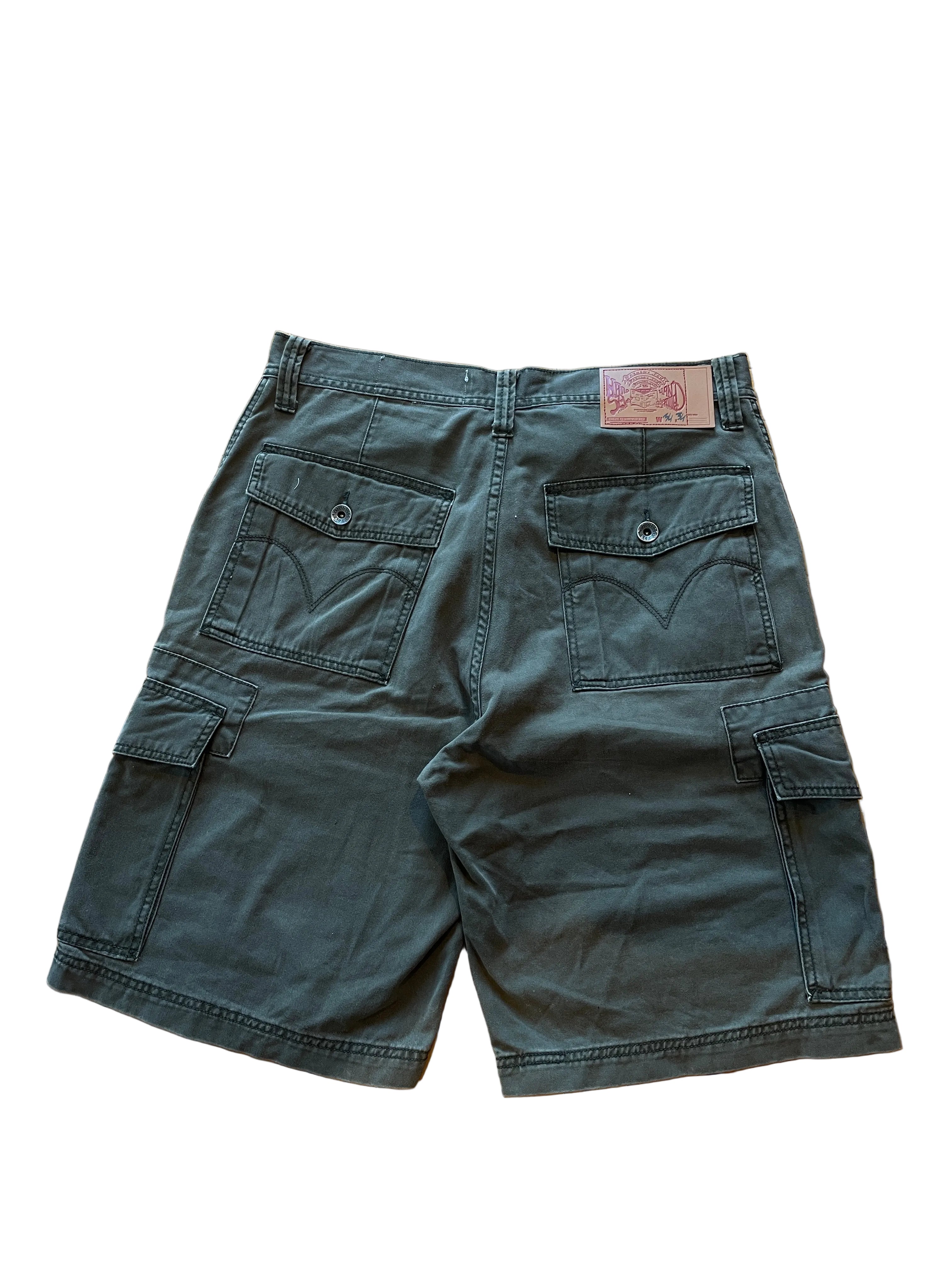 Military green cargo jorts