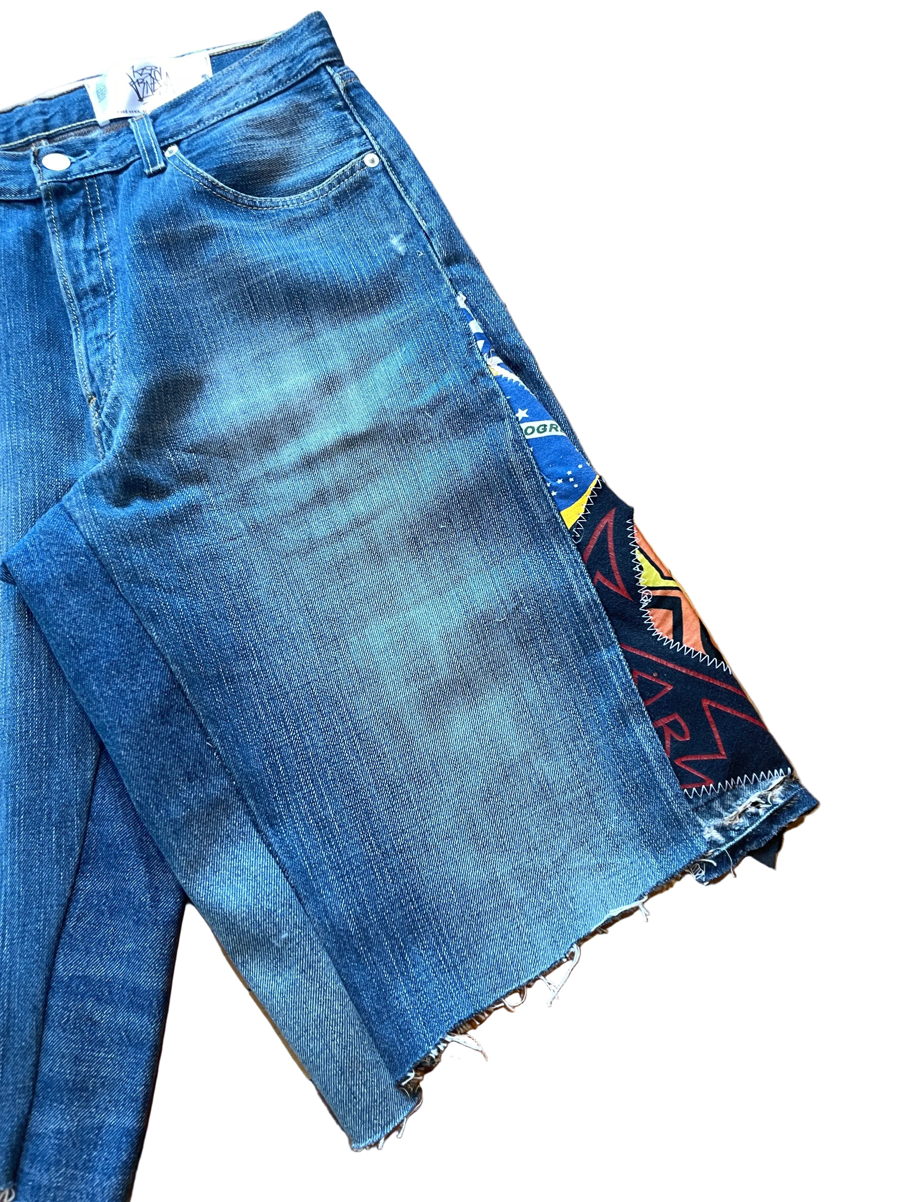 Orange sun flare wide jorts