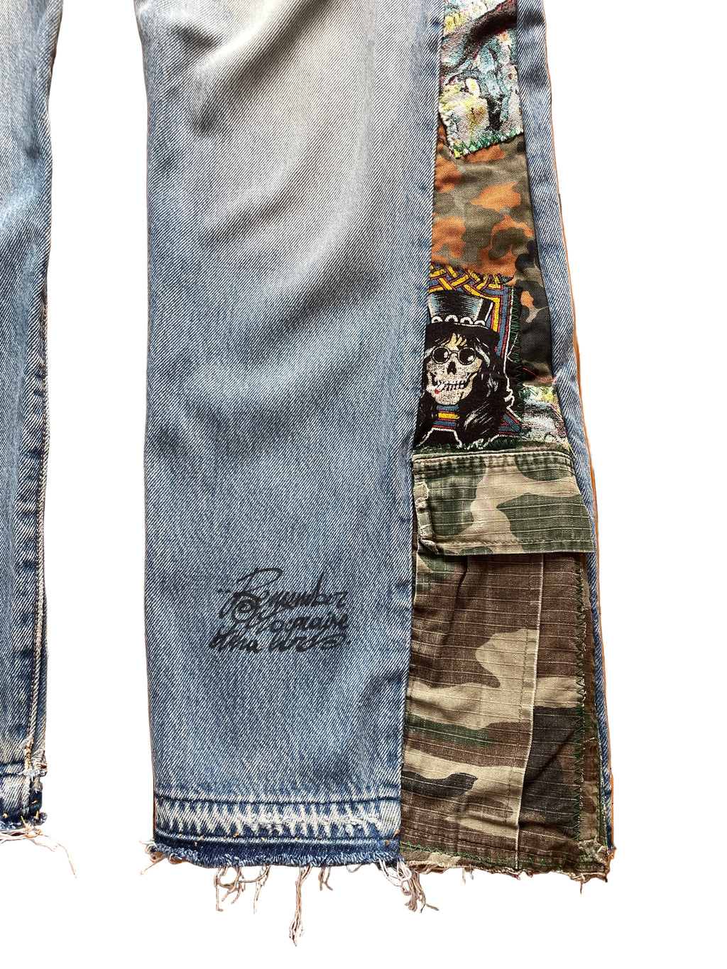 Sky camo flare jeans