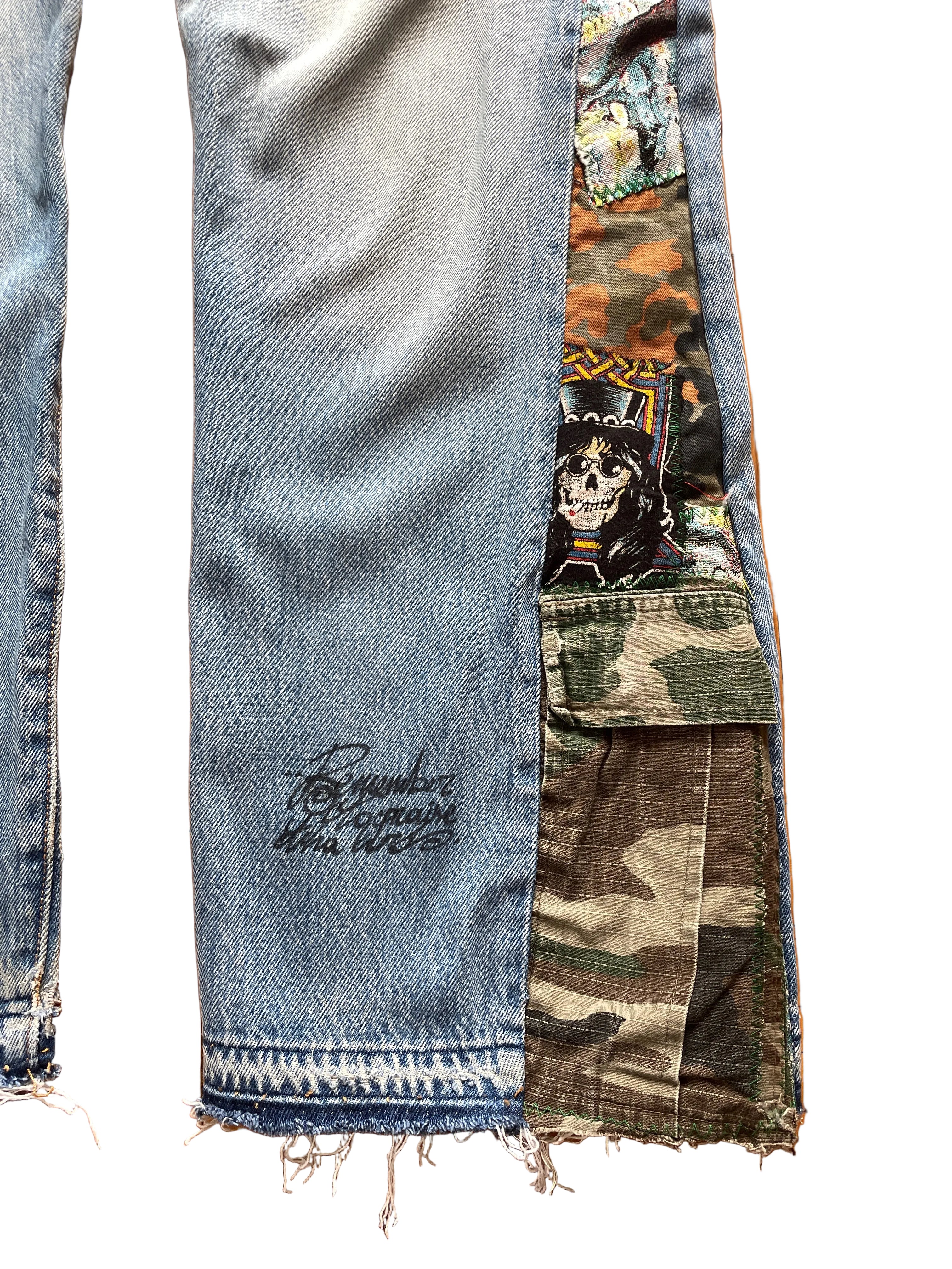 Sky camo flare jeans
