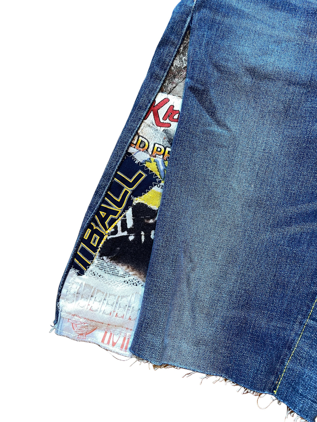 Gold stitch flare wide jorts