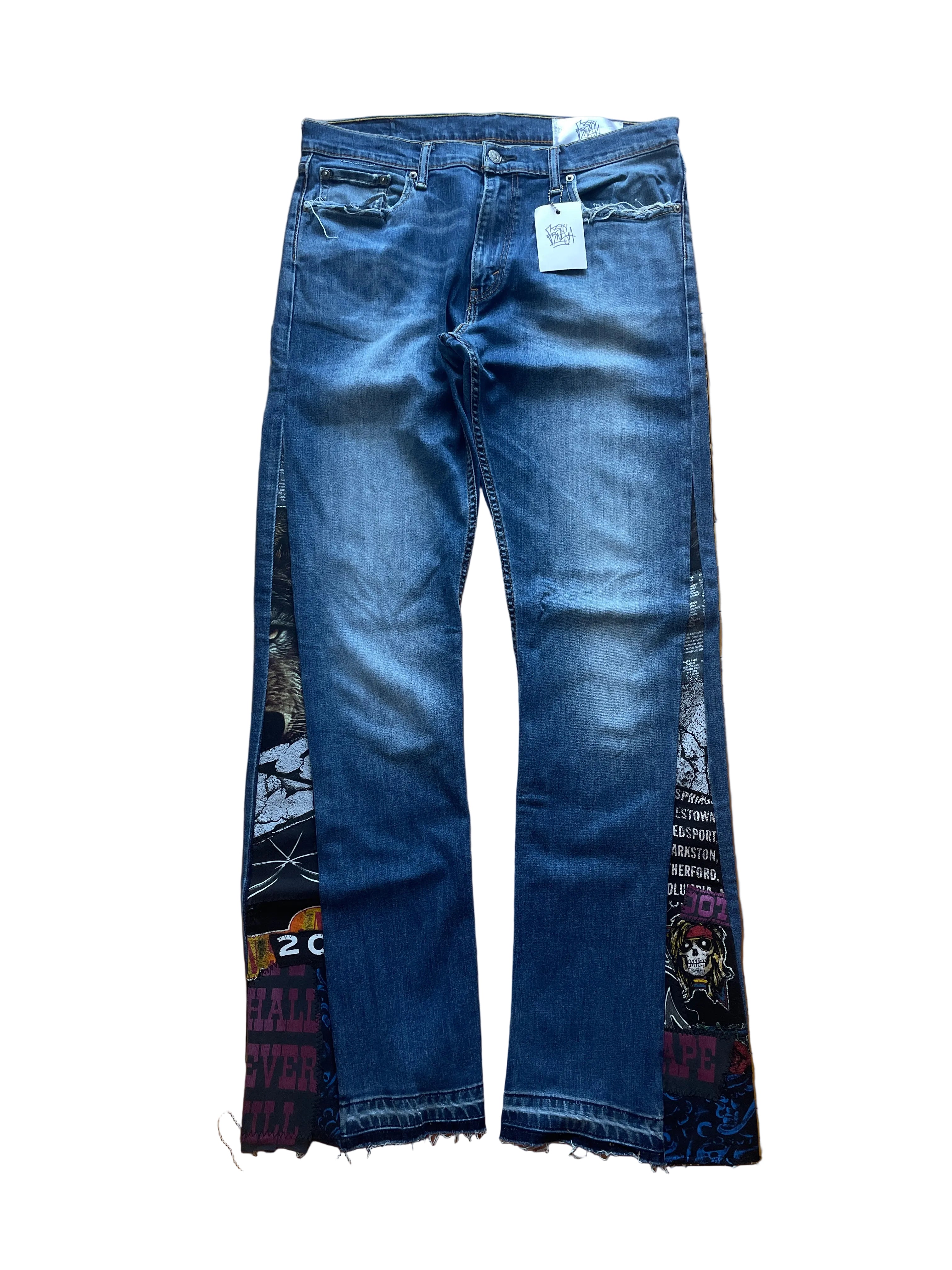 Violet skulls flare jeans
