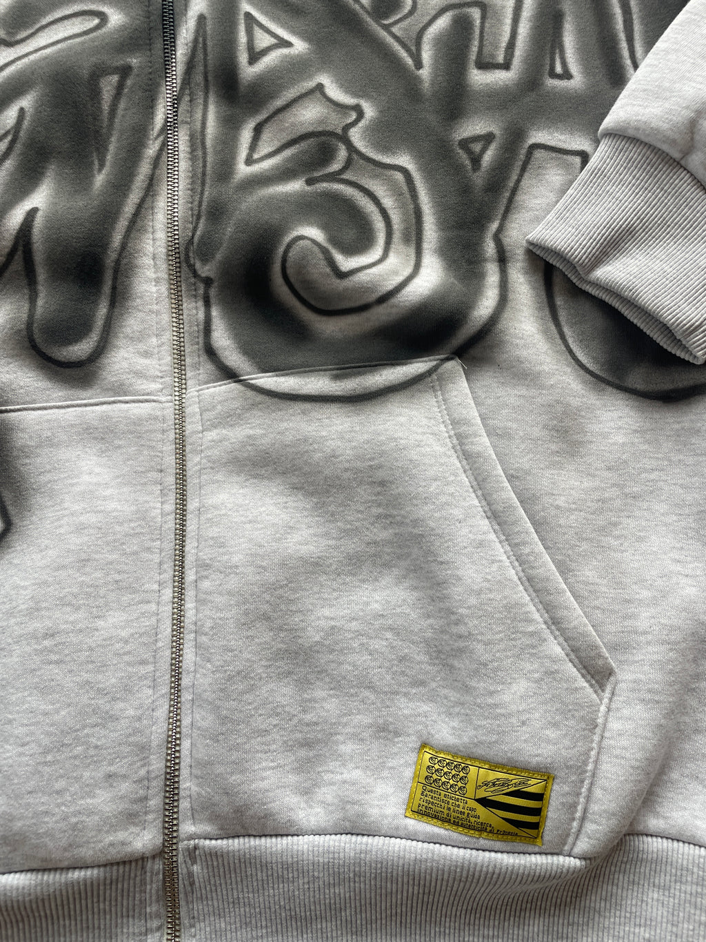 Graffiti zip patchwork hoodie
