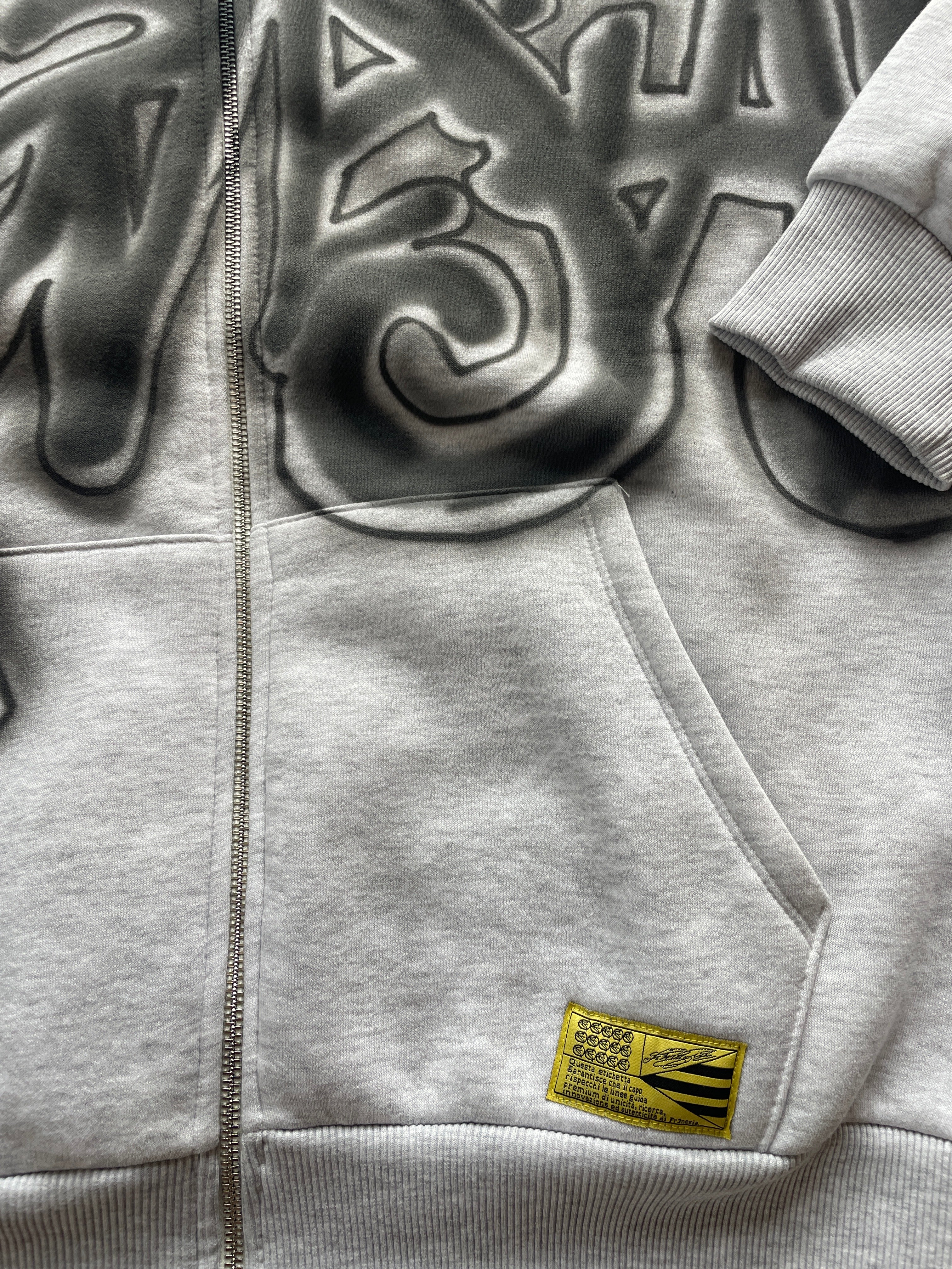 Graffiti zip patchwork hoodie