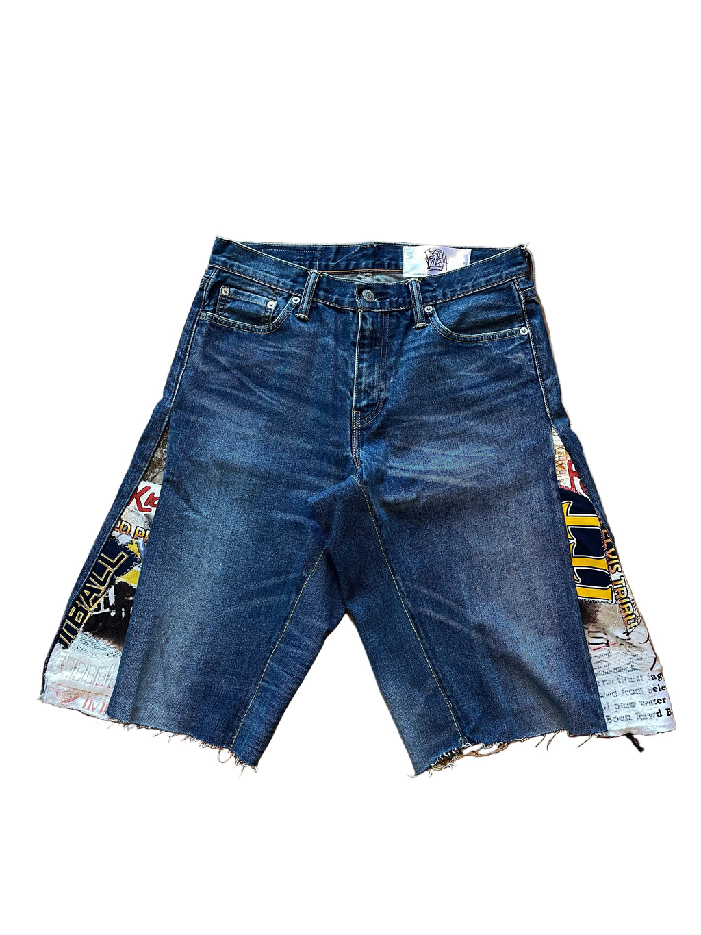 Gold stitch flare wide jorts