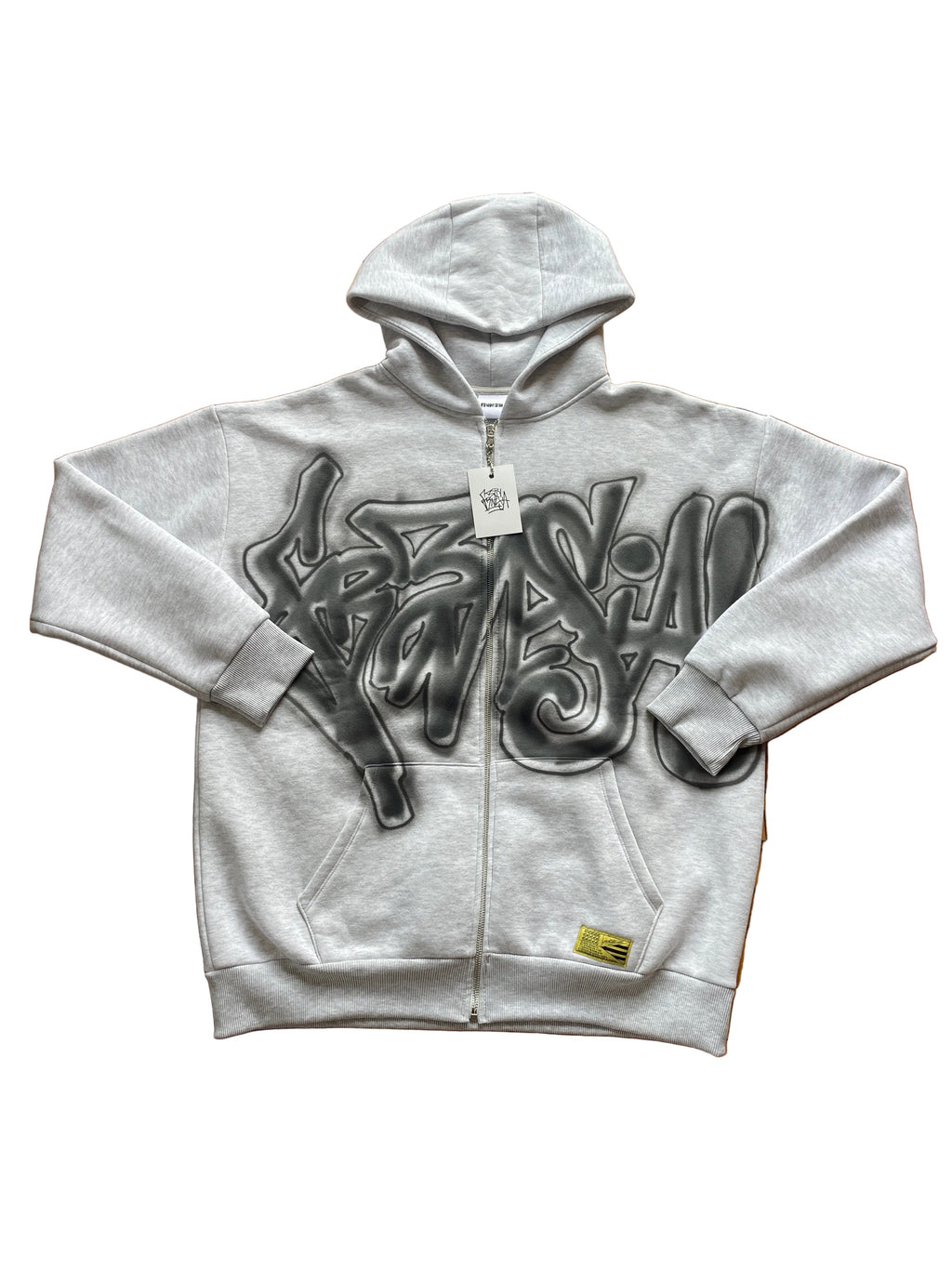 Graffiti zip patchwork hoodie