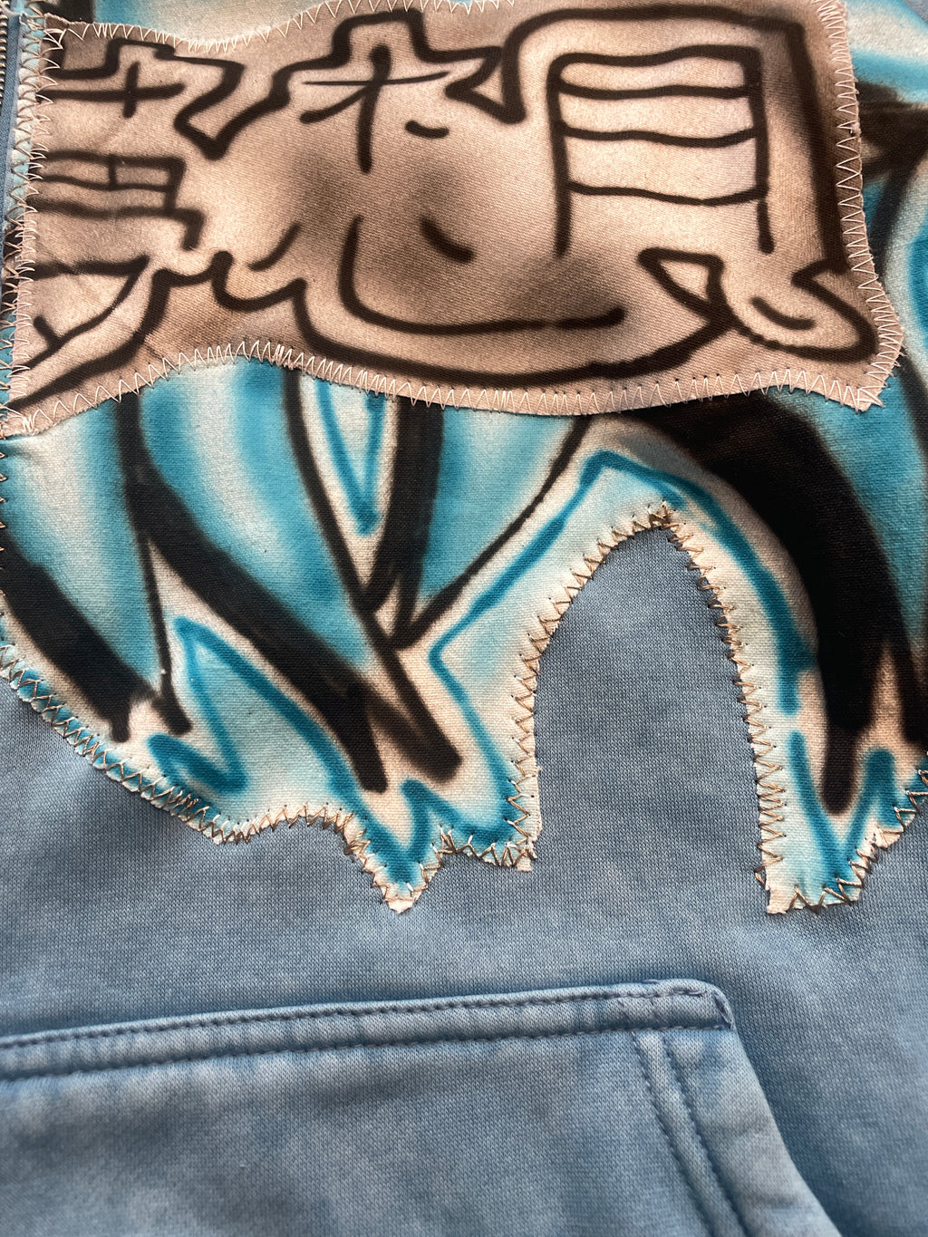 Blue madness airbrush wide hoodie