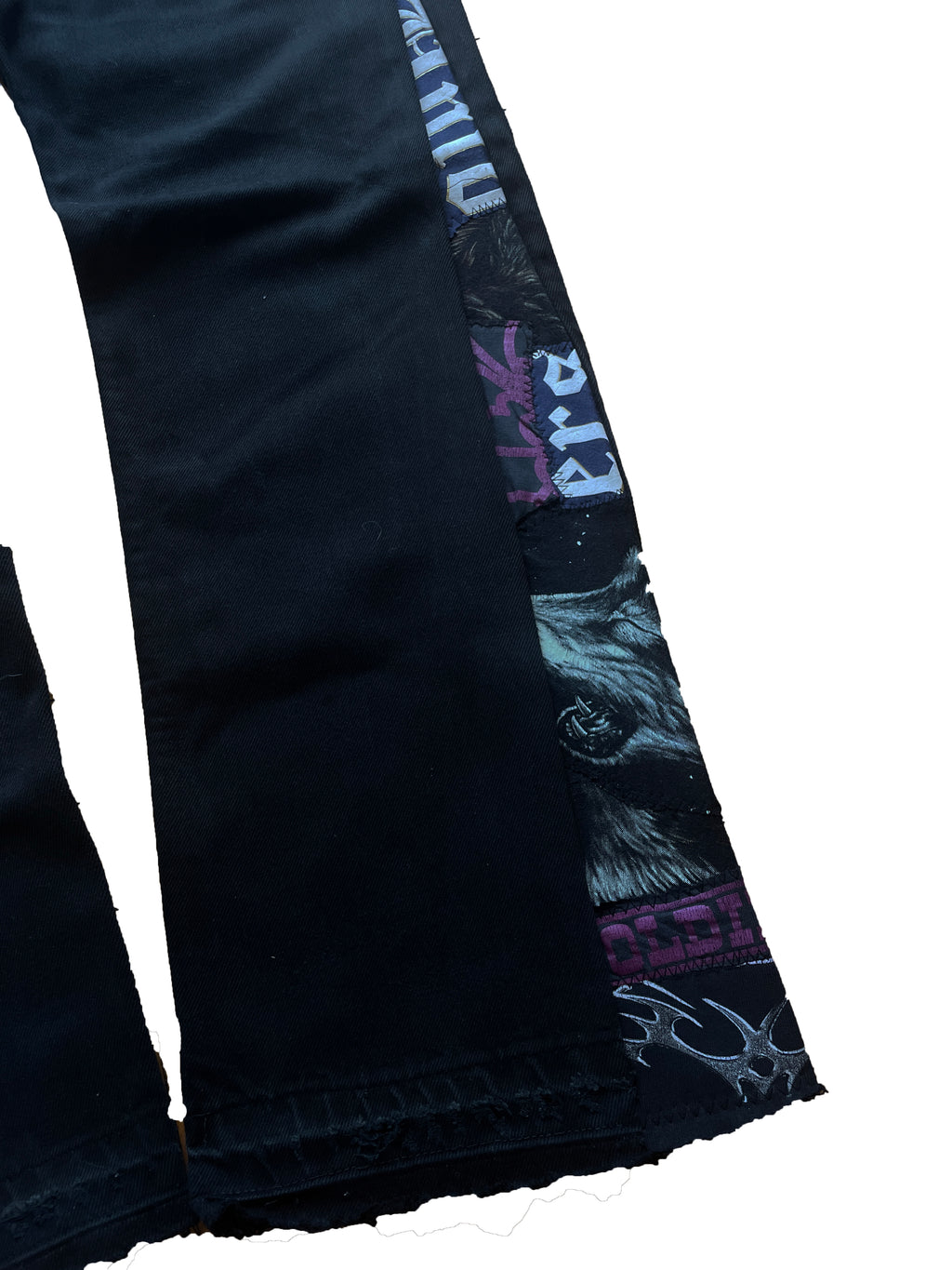 Black gothic wolves flare jeans
