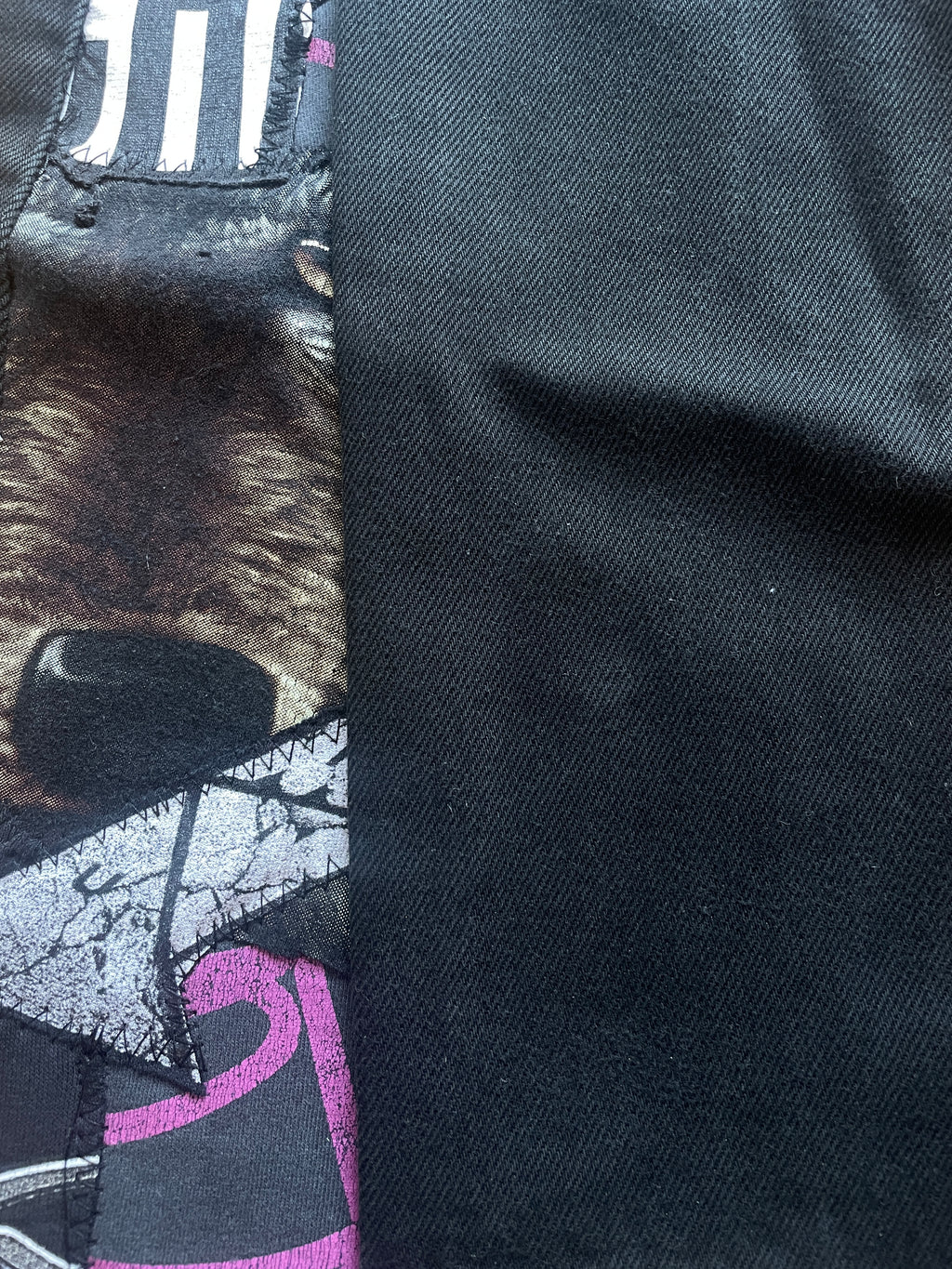Black gothic wolves flare jeans