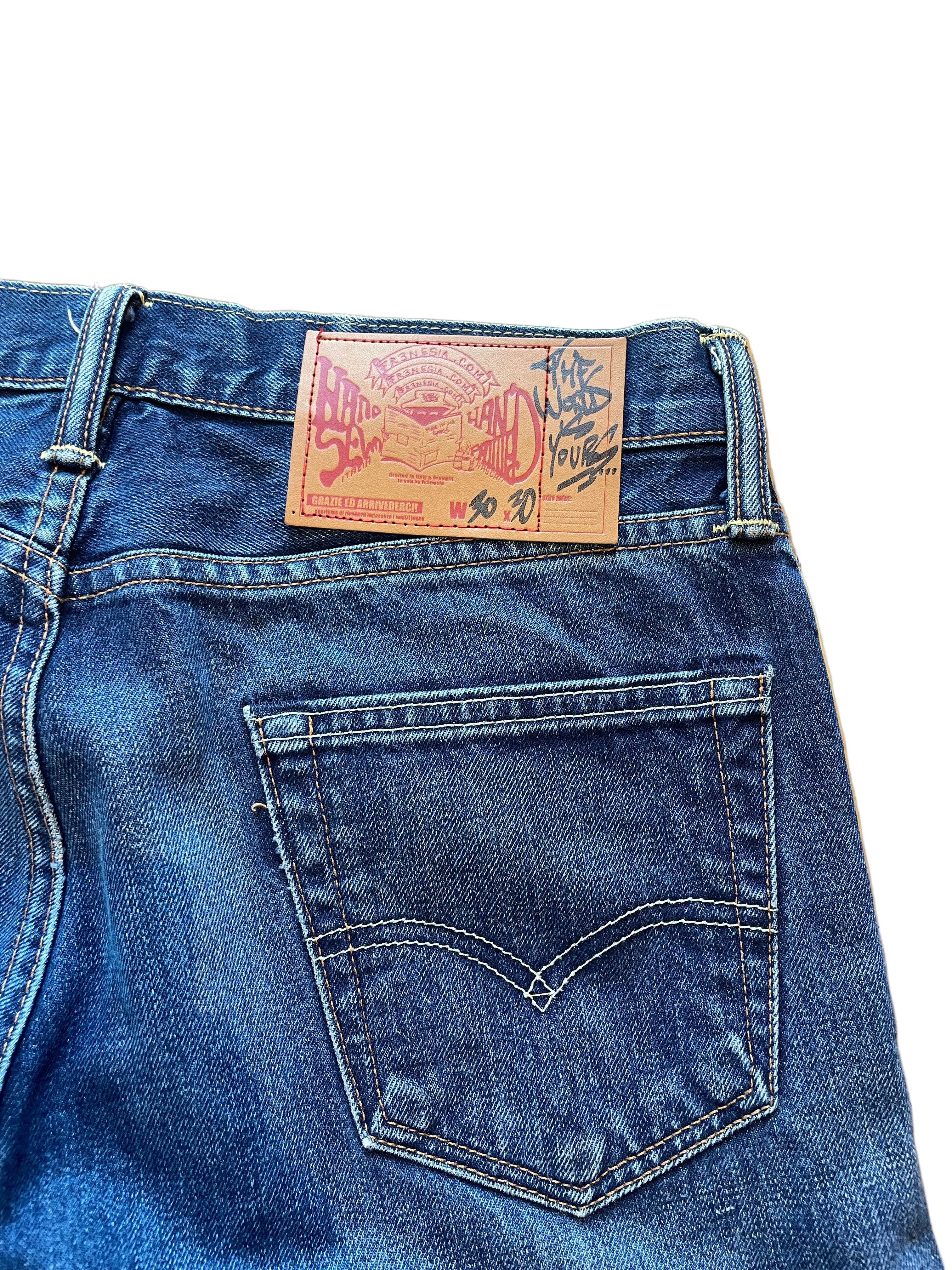 Gold stitch flare wide jorts