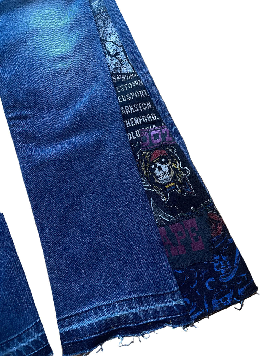 Violet skulls flare jeans