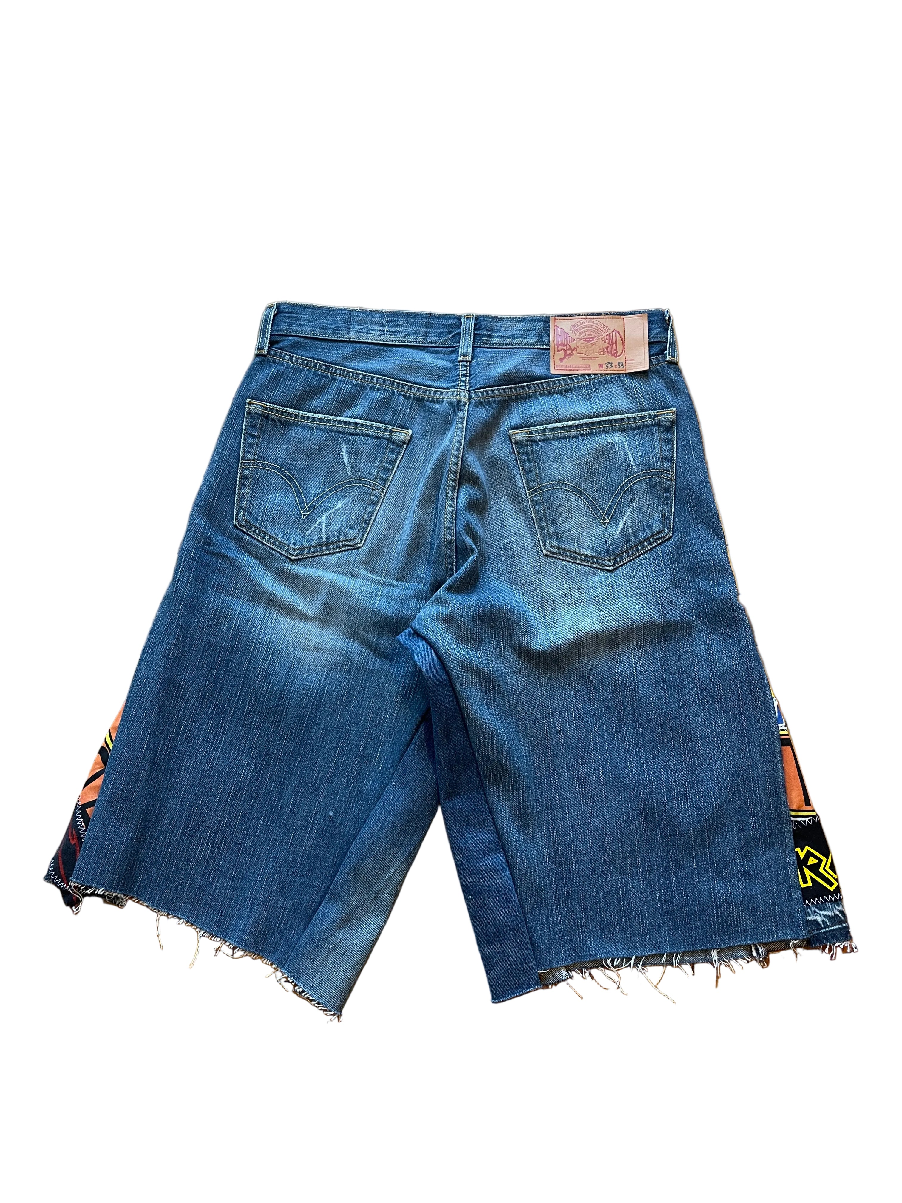 Orange sun flare wide jorts