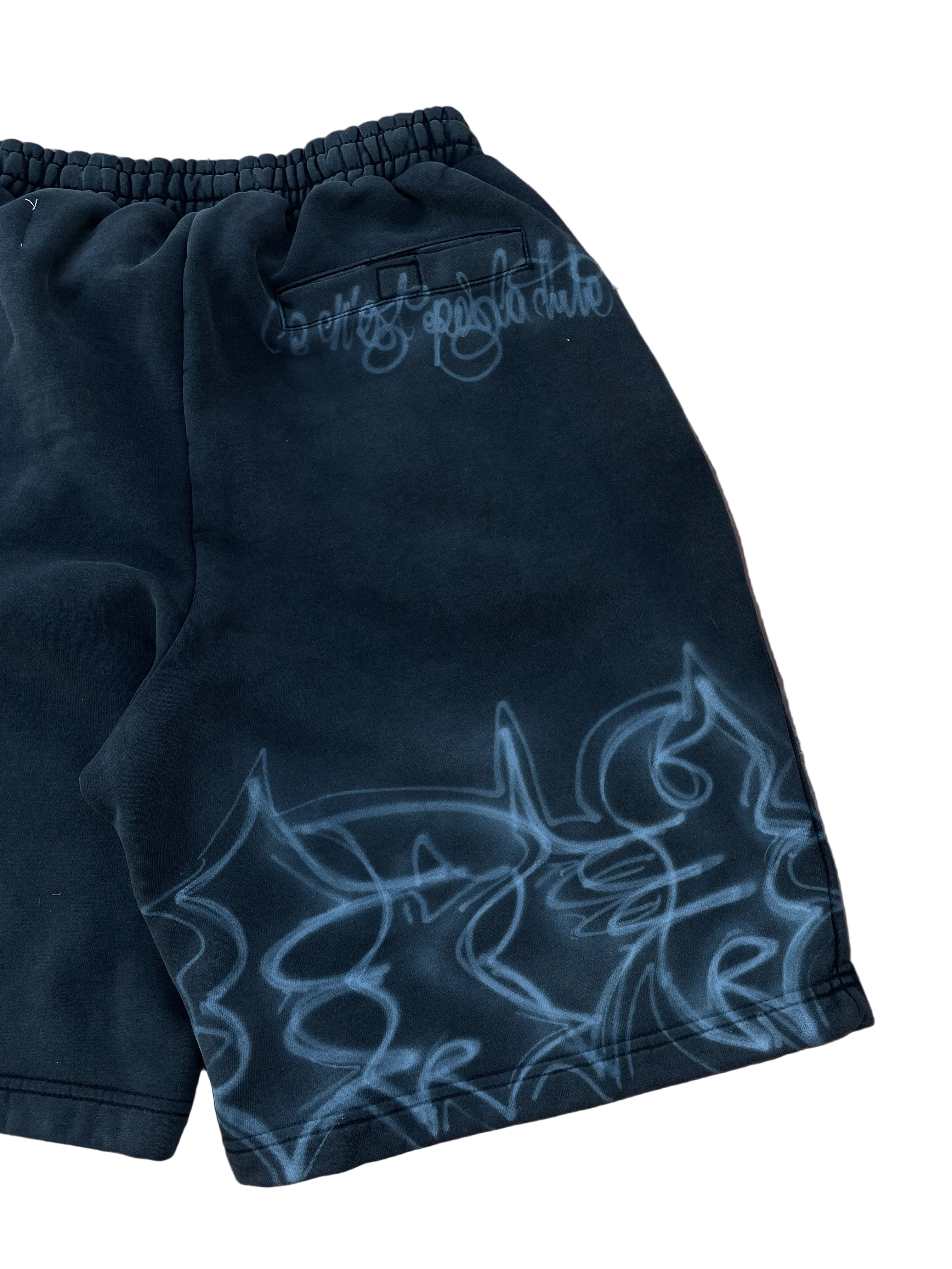 Airbrush fleece stone washed shorts