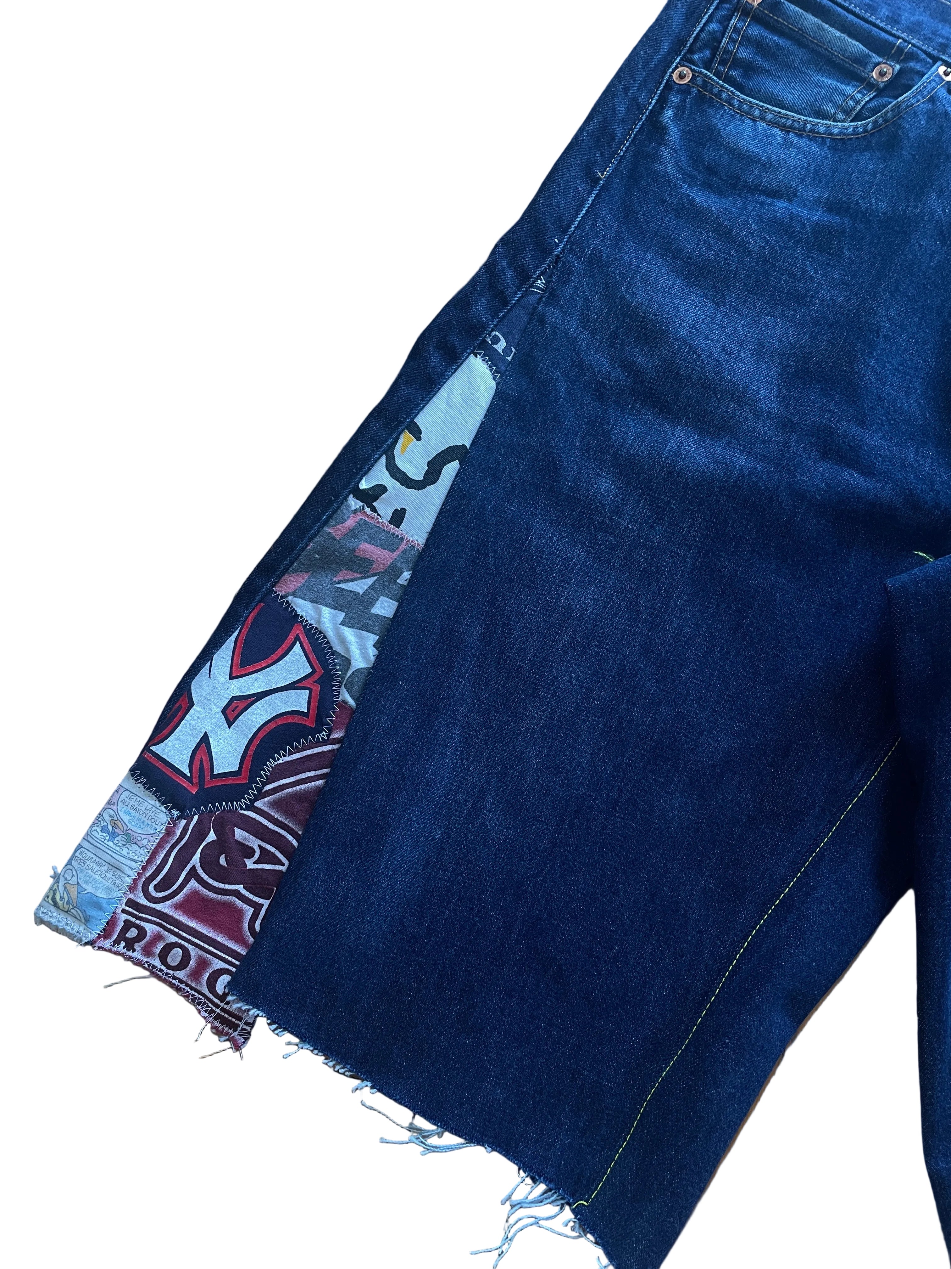 Indigo flare wide jorts