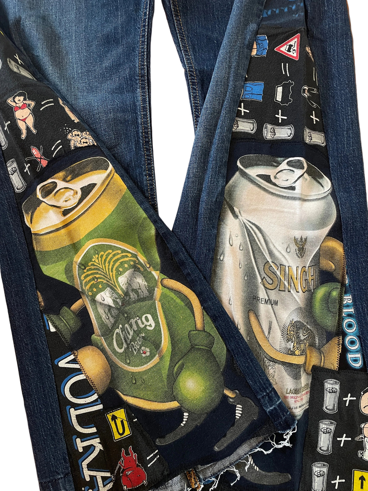 Beer cans flare jeans V3