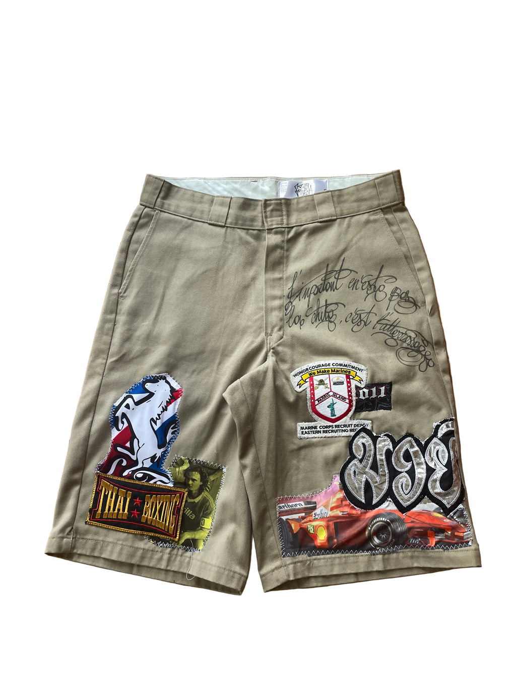 Thai Racer patchwork shorts
