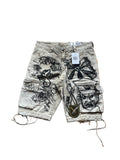 Airbrushed thrashed cargo jorts