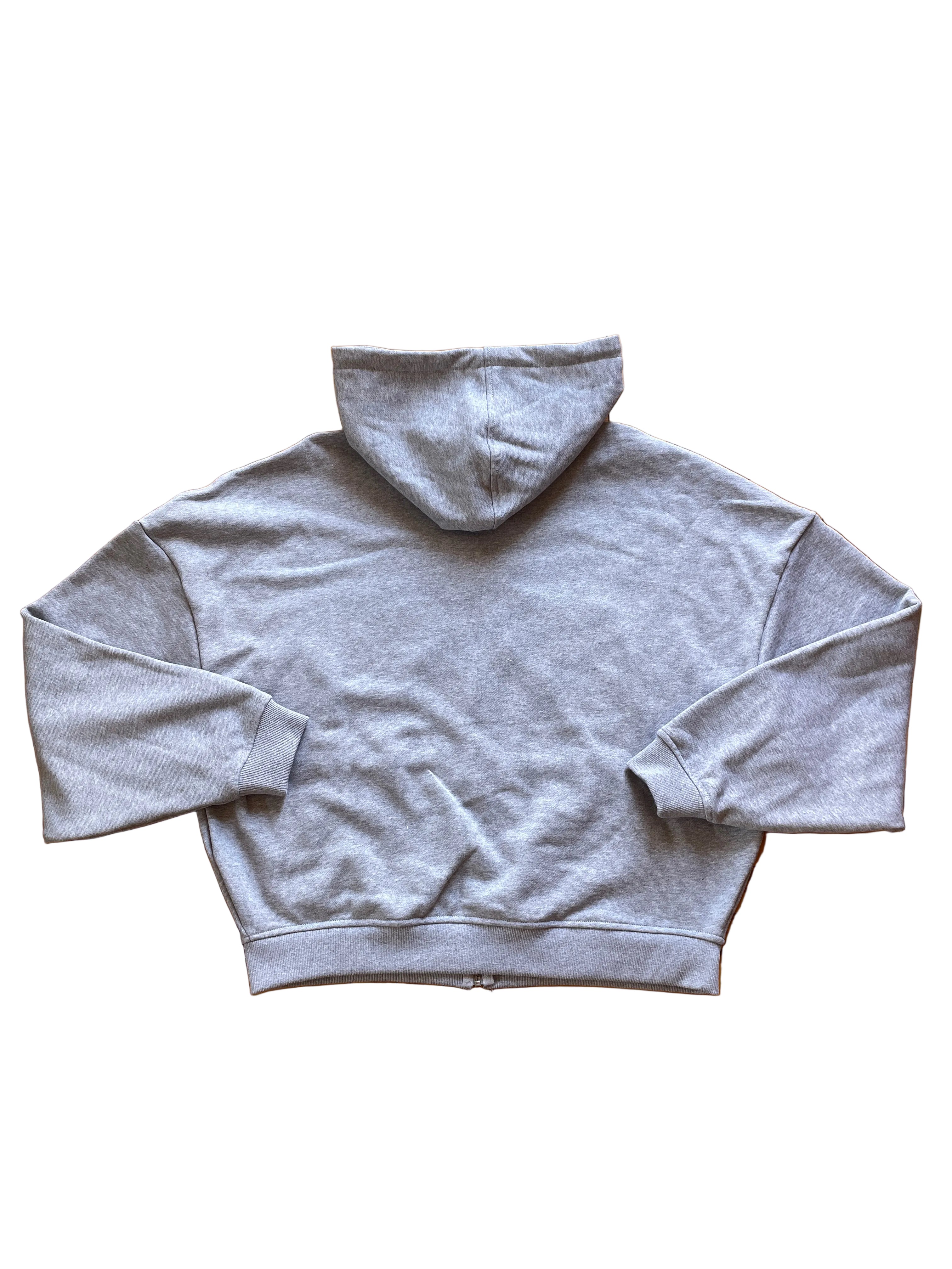 Wide letters patch zip hoodie