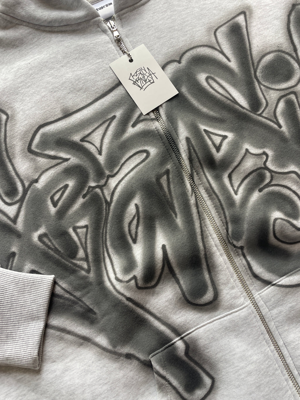 Graffiti zip patchwork hoodie