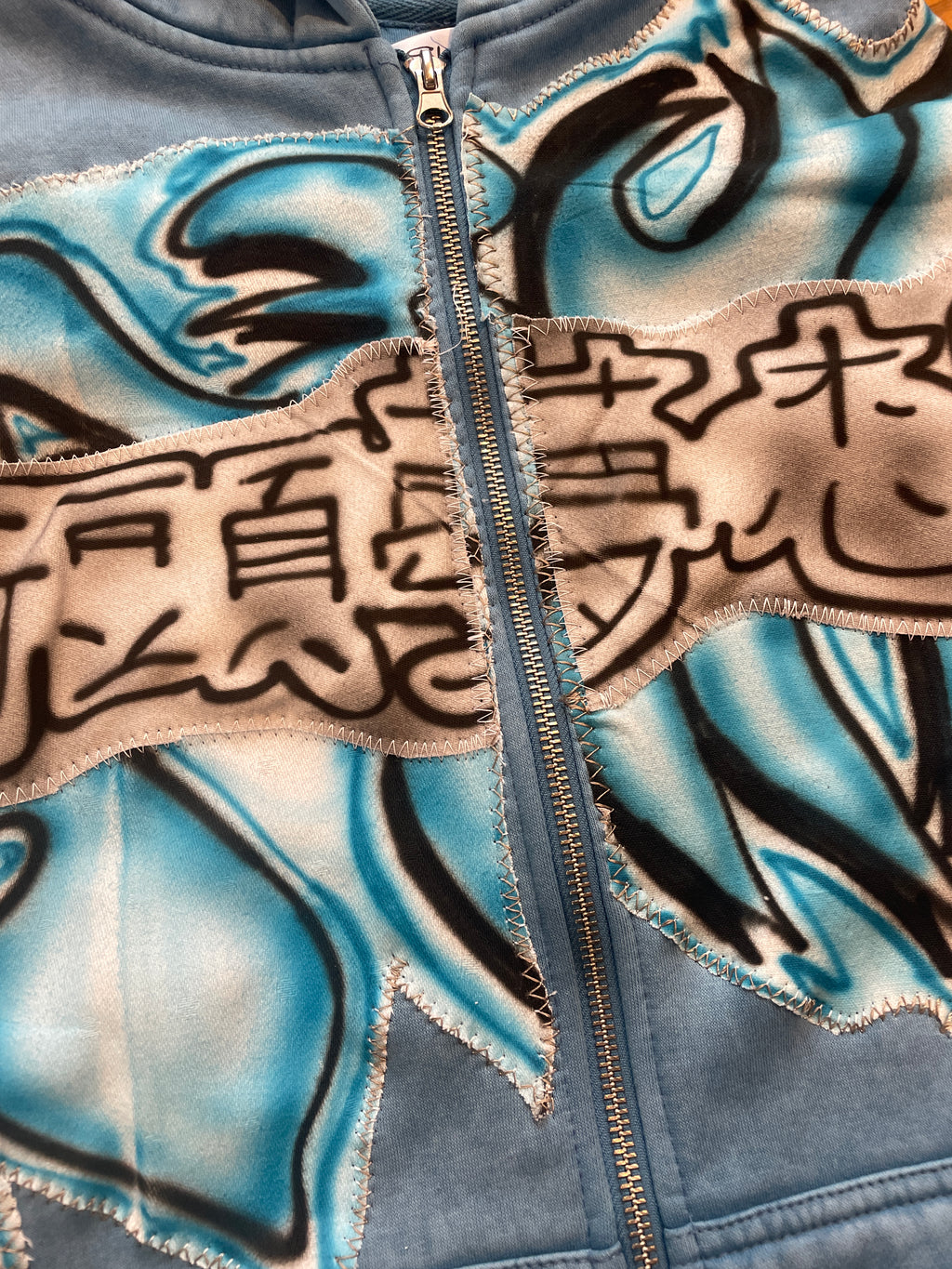 Blue madness airbrush wide hoodie