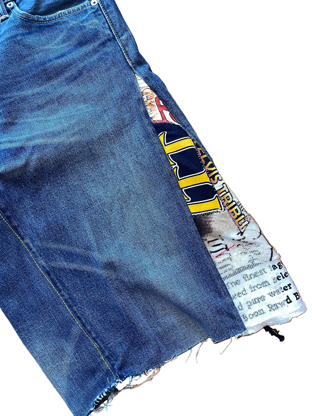 Gold stitch flare wide jorts