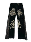 Python graffiti flare jeans