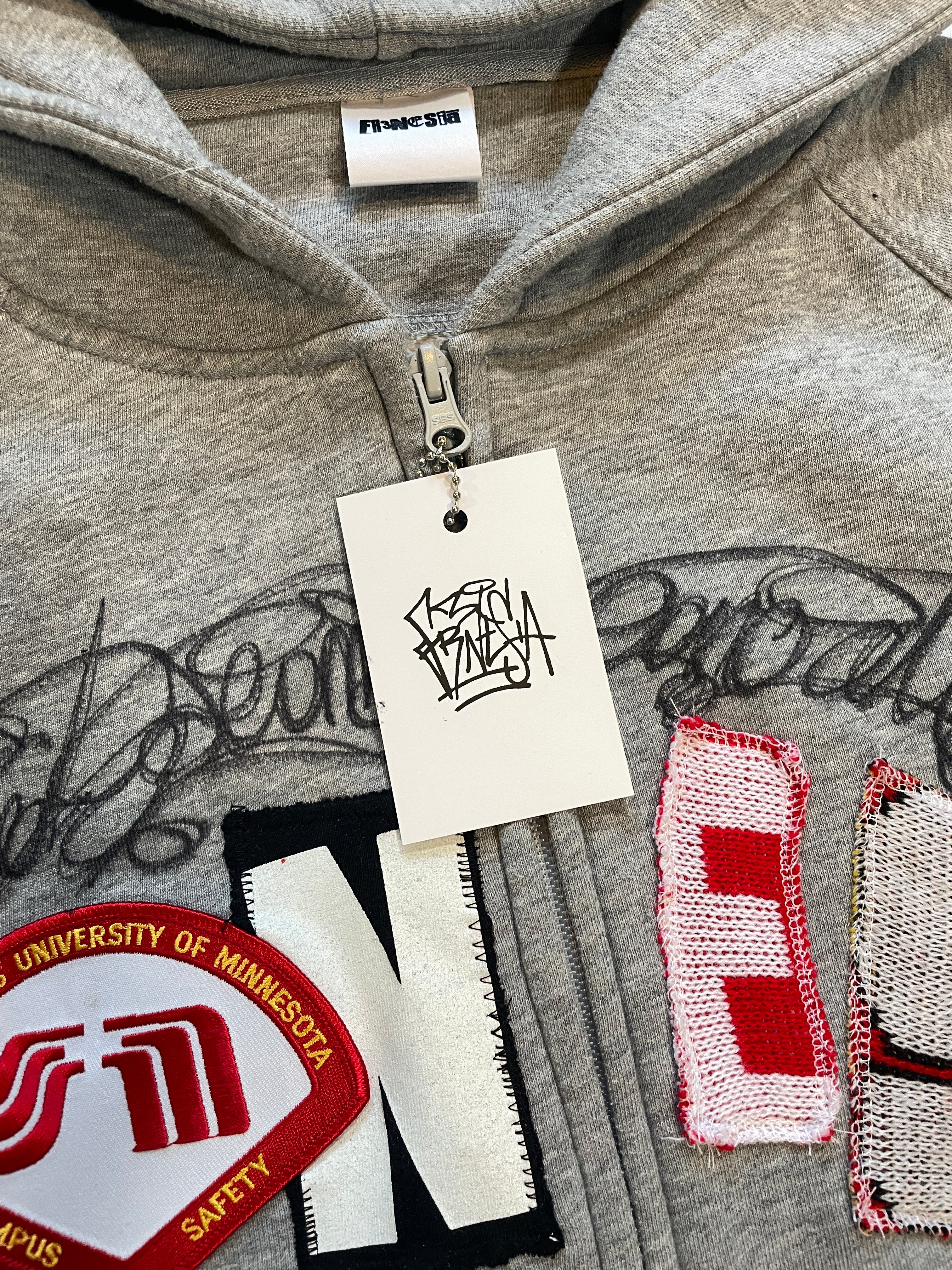 Letters zip patchwork hoodie