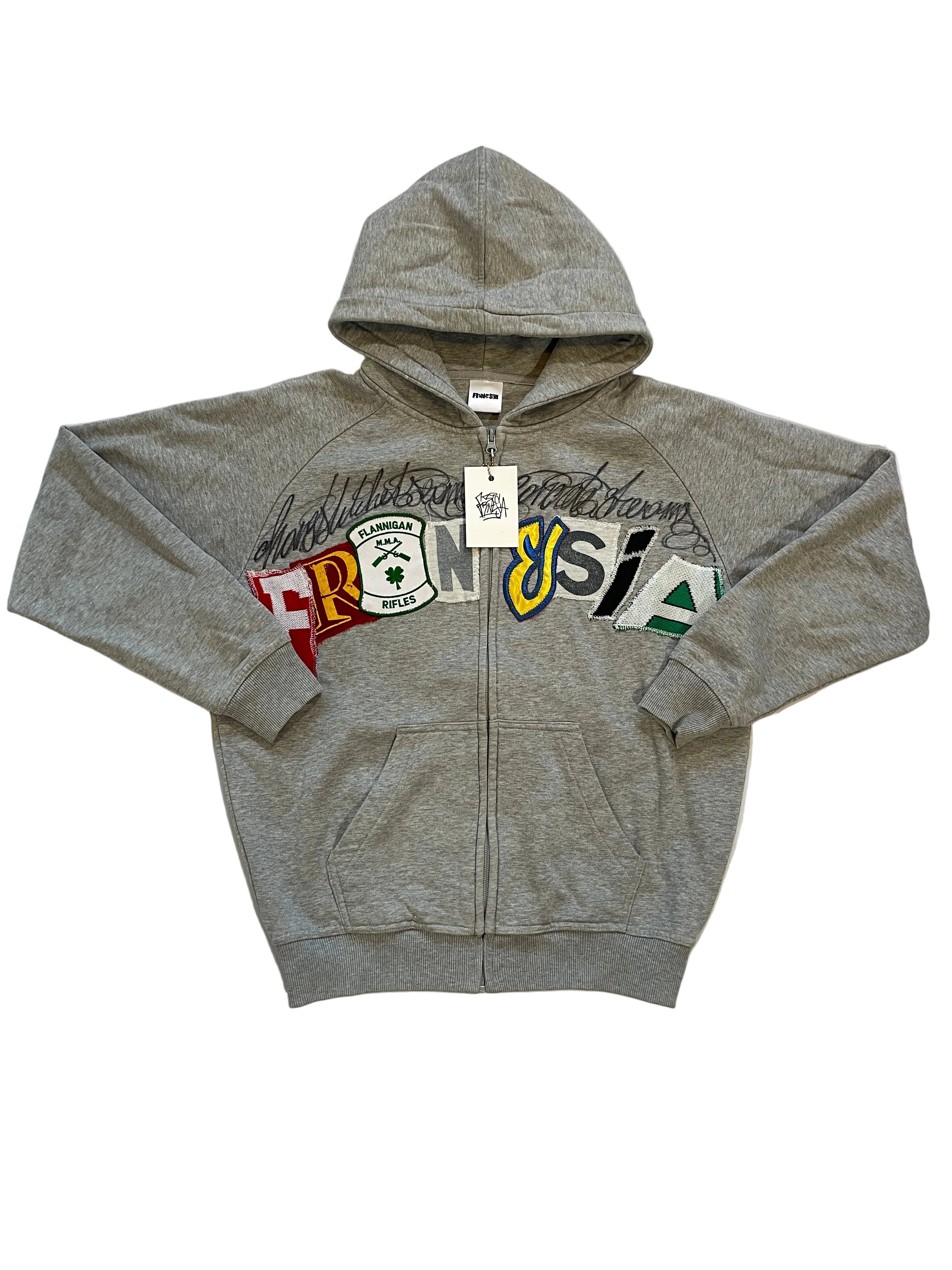 Letters zip patchwork hoodie
