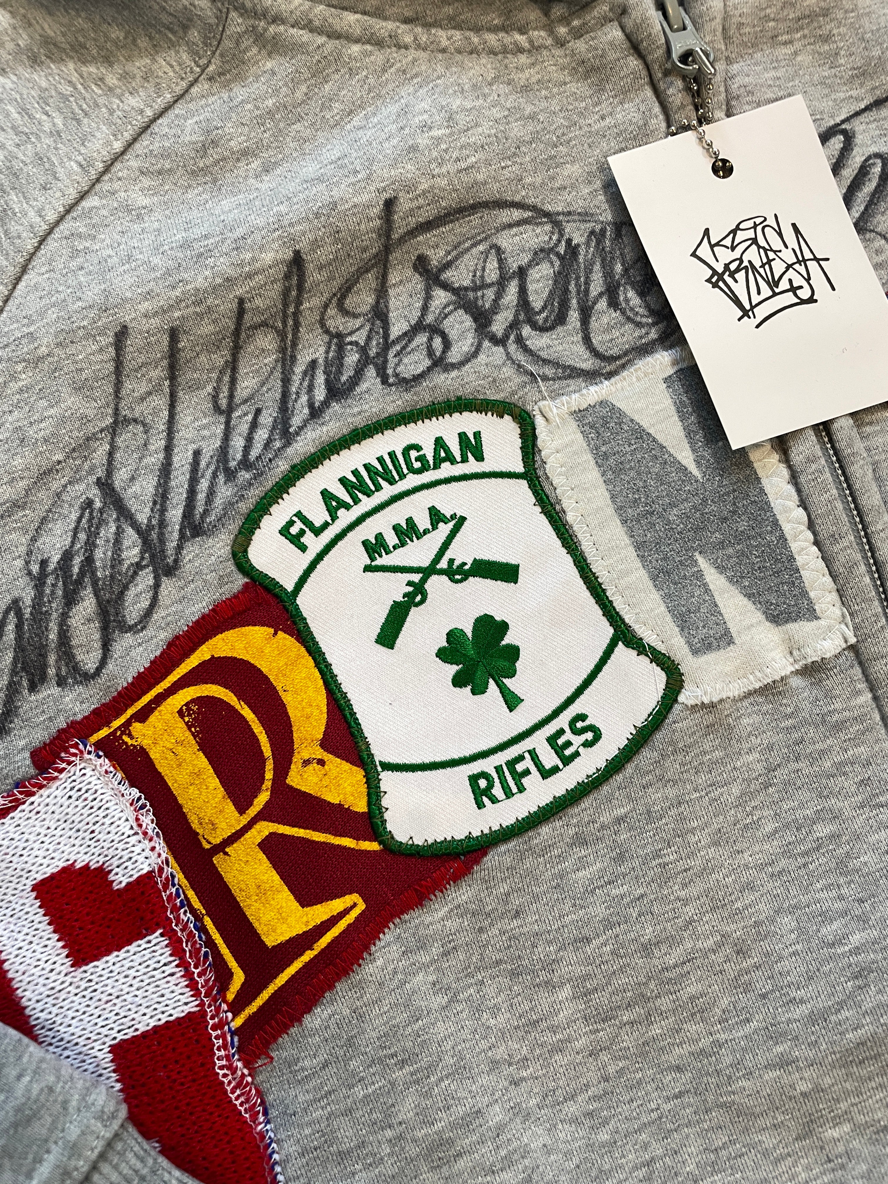 Letters zip patchwork hoodie