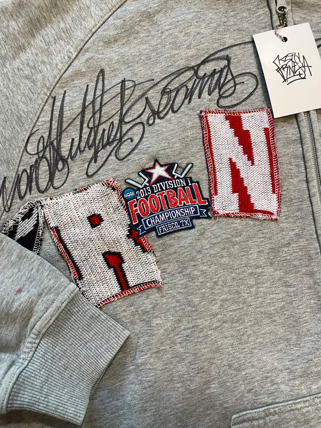 Letters zip patchwork hoodie