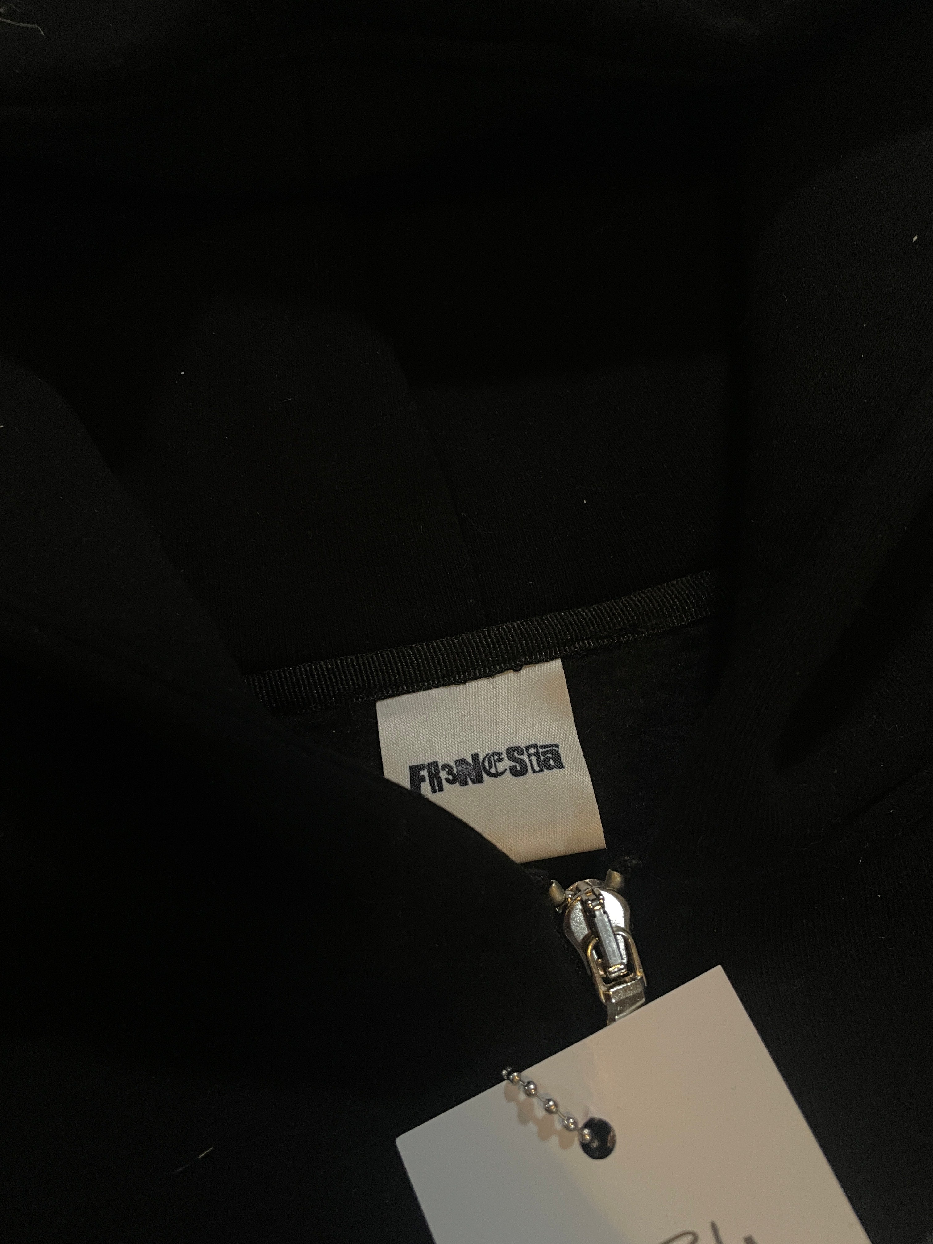 Black letters zip patchwork hoodie