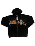 Black letters zip patchwork hoodie
