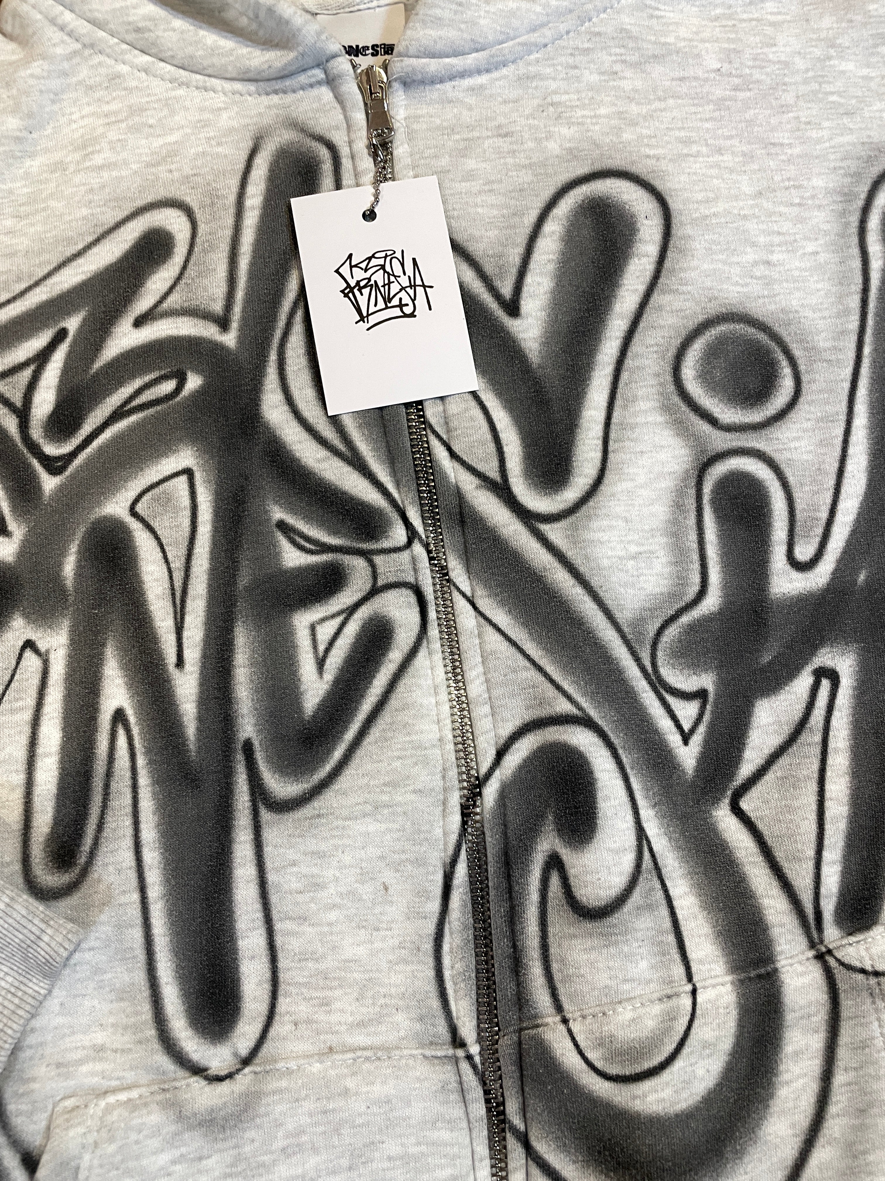 MATCHWORN Graffiti zip patchwork hoodie