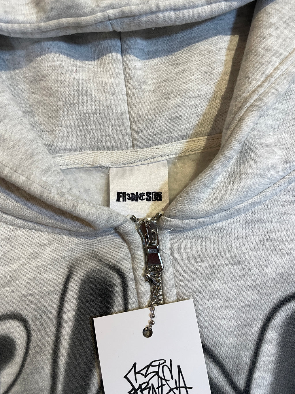 Graffiti zip patchwork hoodie