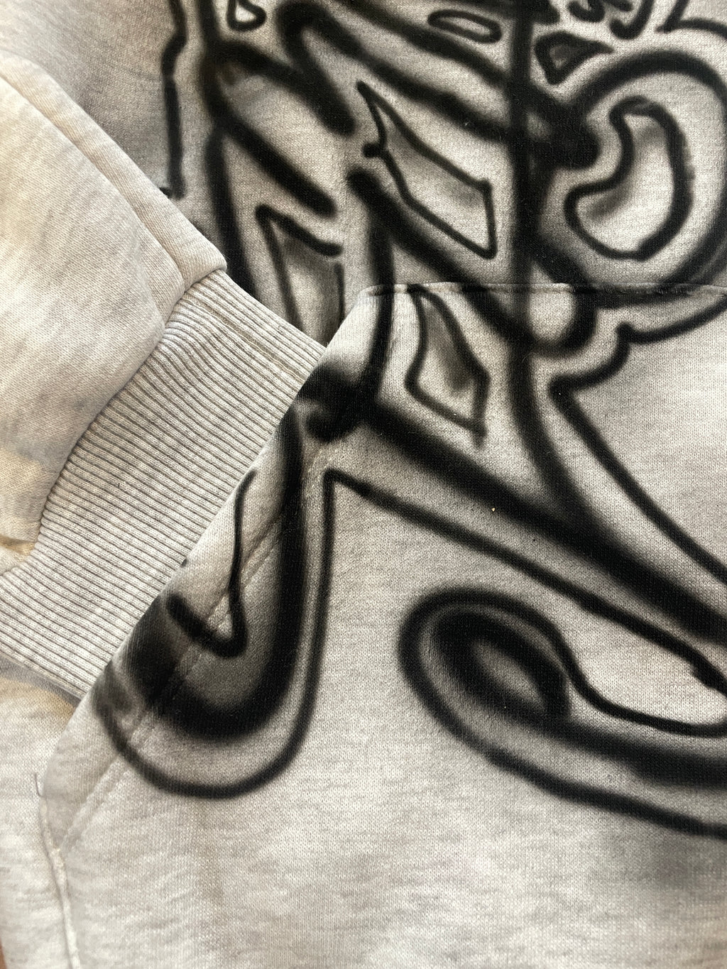 Calligraphy patchwork zip hoodie