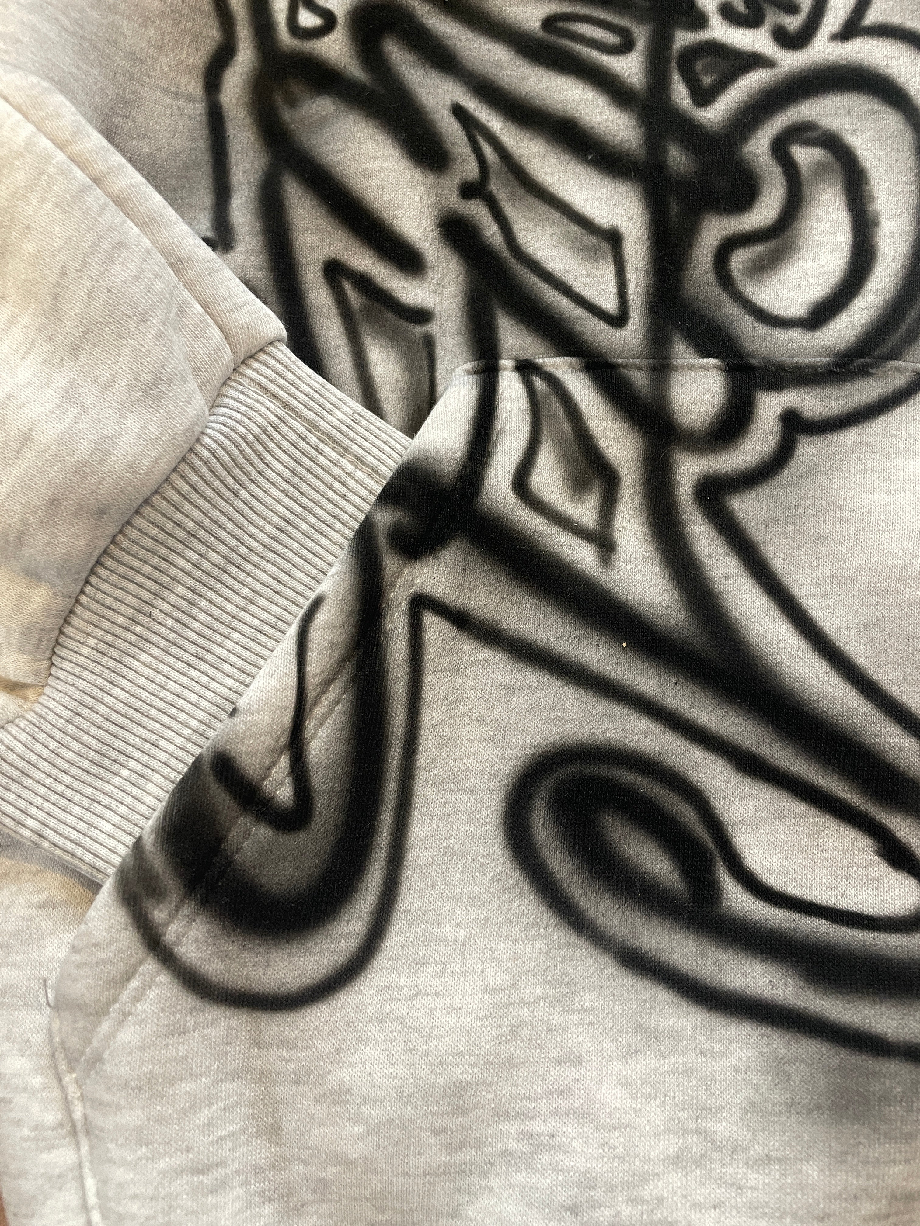 Calligraphy patchwork zip hoodie