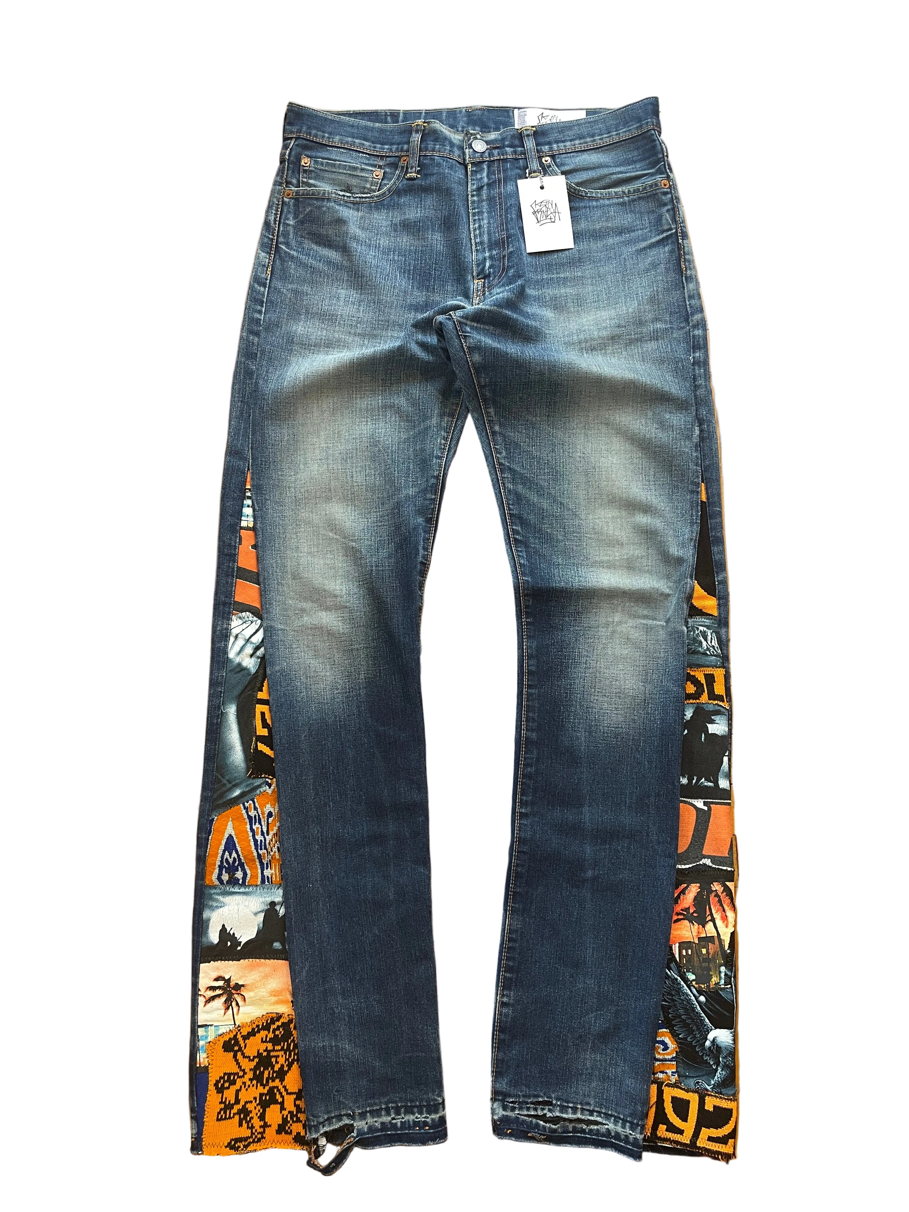 Fresh orange flare jeans