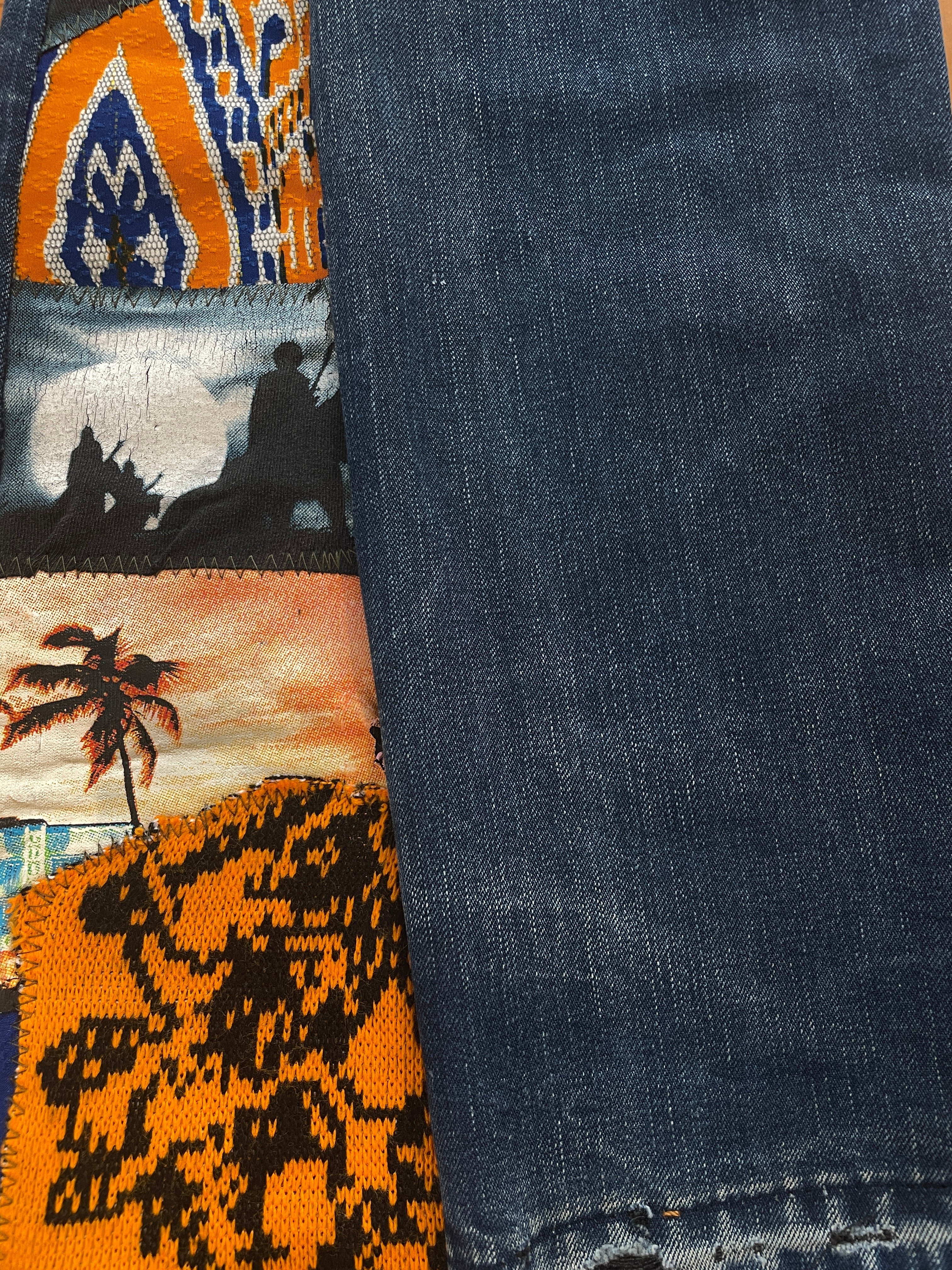 Fresh orange flare jeans