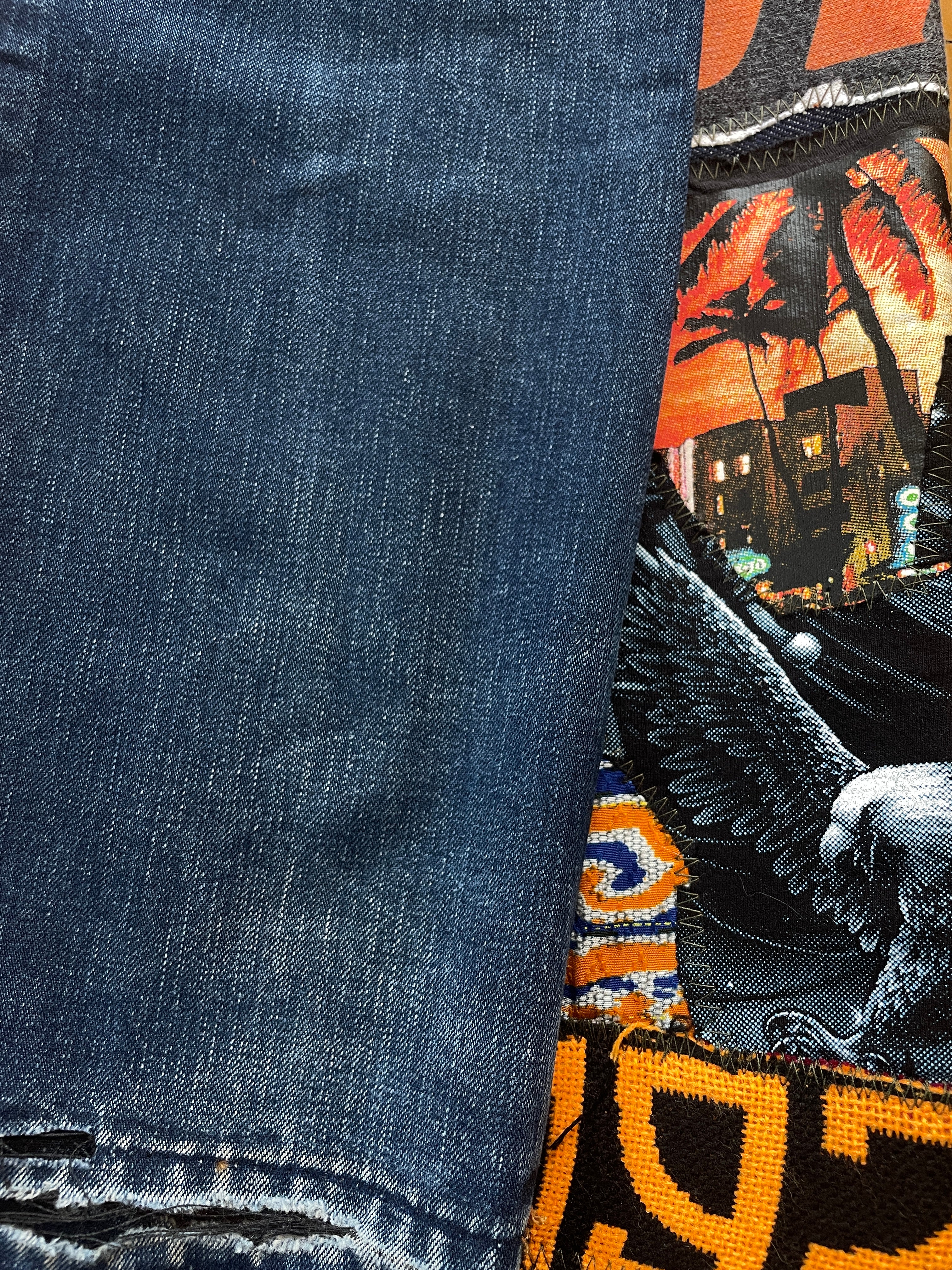 Fresh orange flare jeans