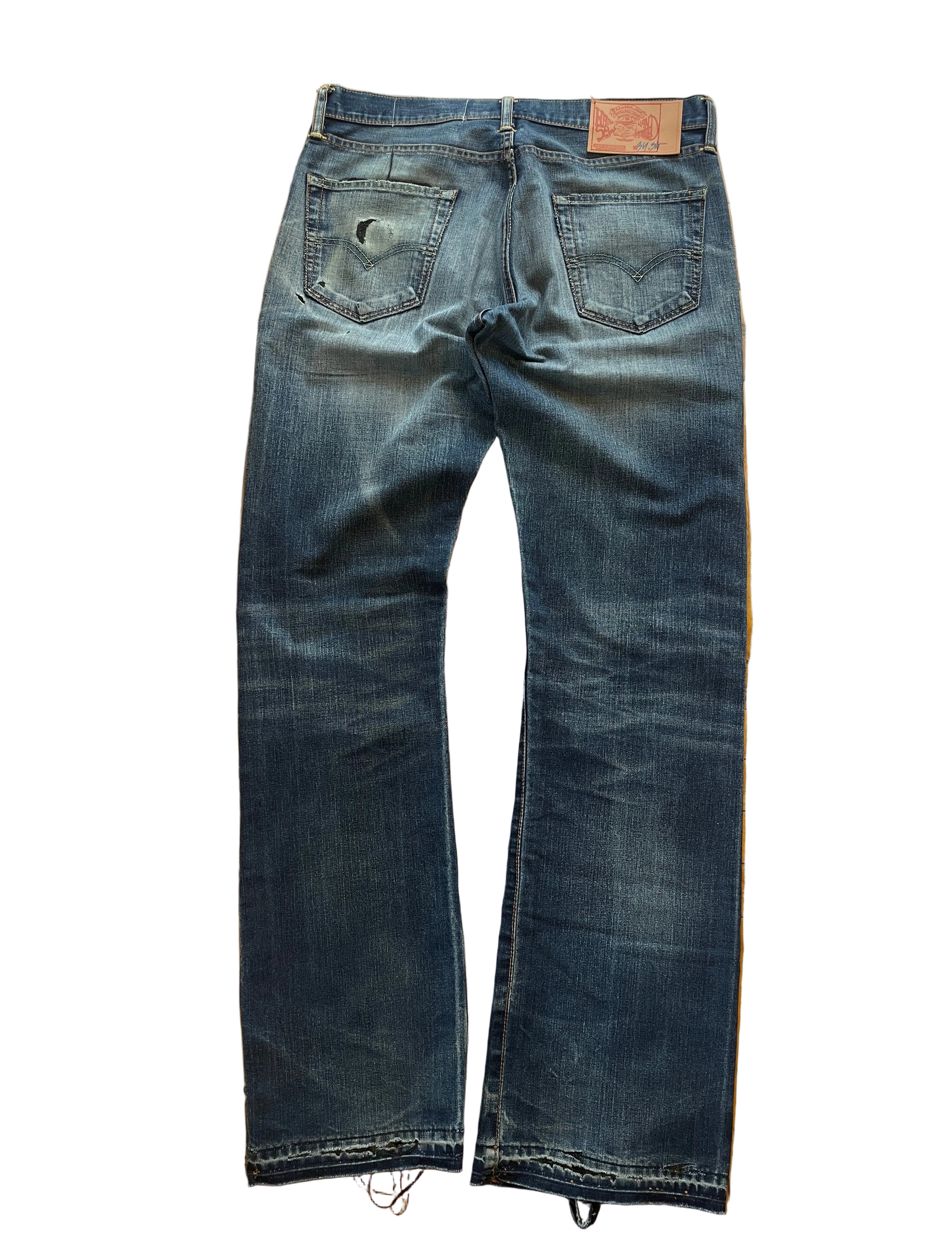 Fresh orange flare jeans