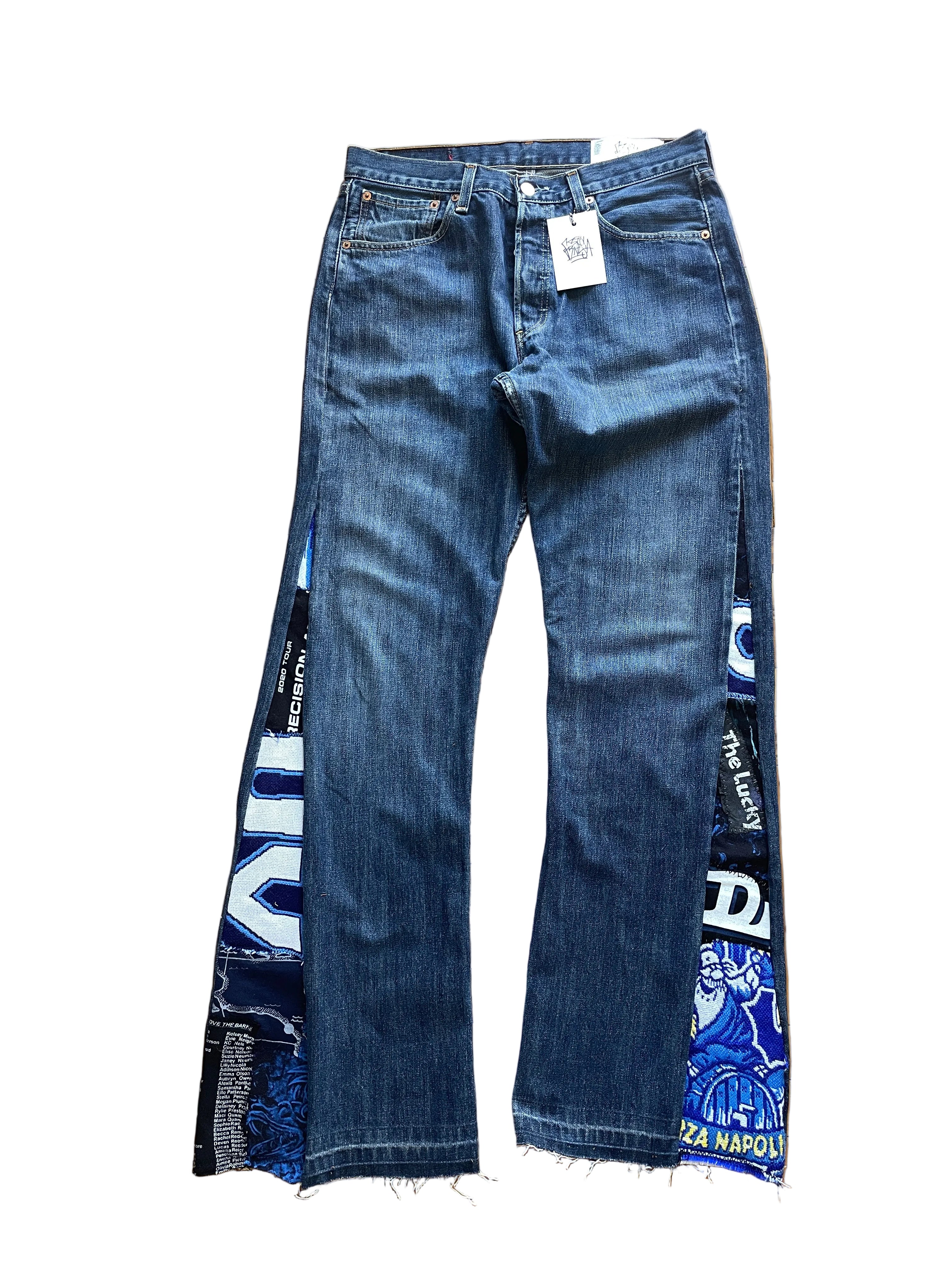 Blu fiammato flare jeans